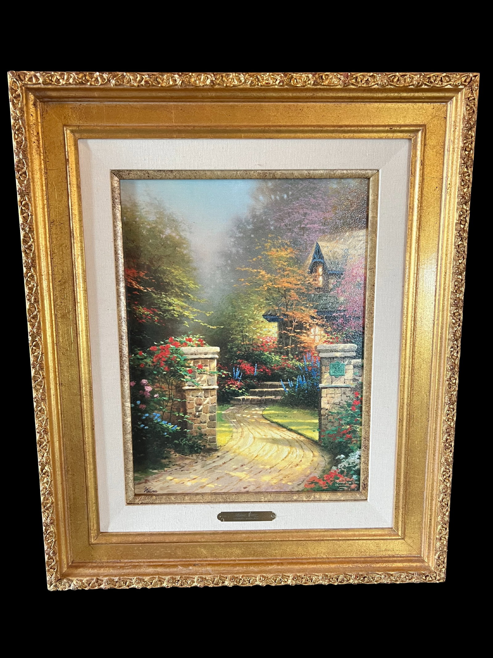 Attributed to Thomas Kinkade Rosegate Oil on Canvas (1 of 8)