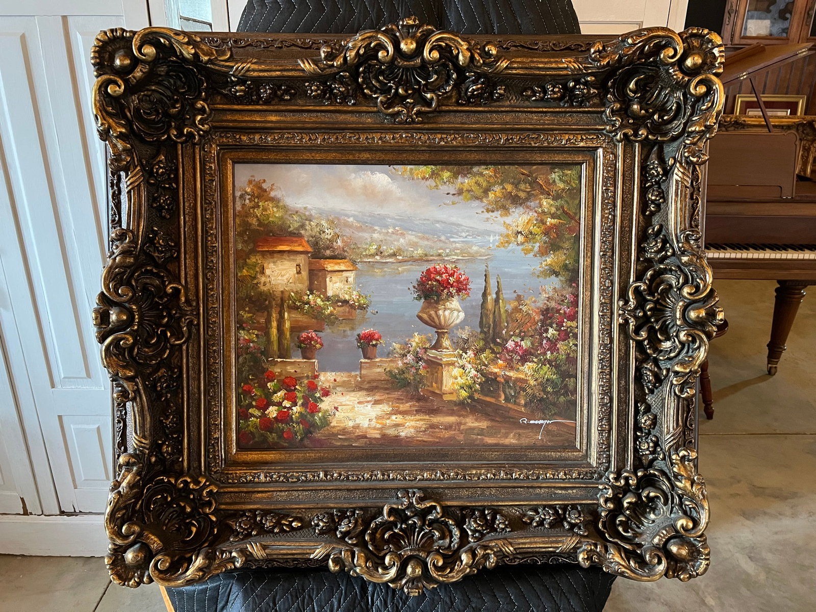 Signed Oil on Canvas - Shoreline Scene (1 of 8)