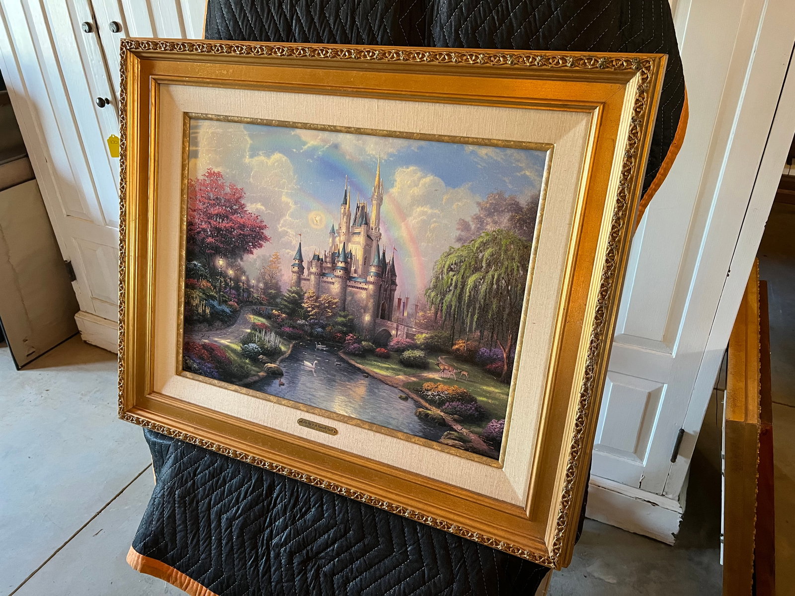 Thomas Kinkade Painting - “A New Day at the Cinderella Castle: Thomas Kinkade Painting - “A New Day at the Cinderella Castle”. In Jesso frame