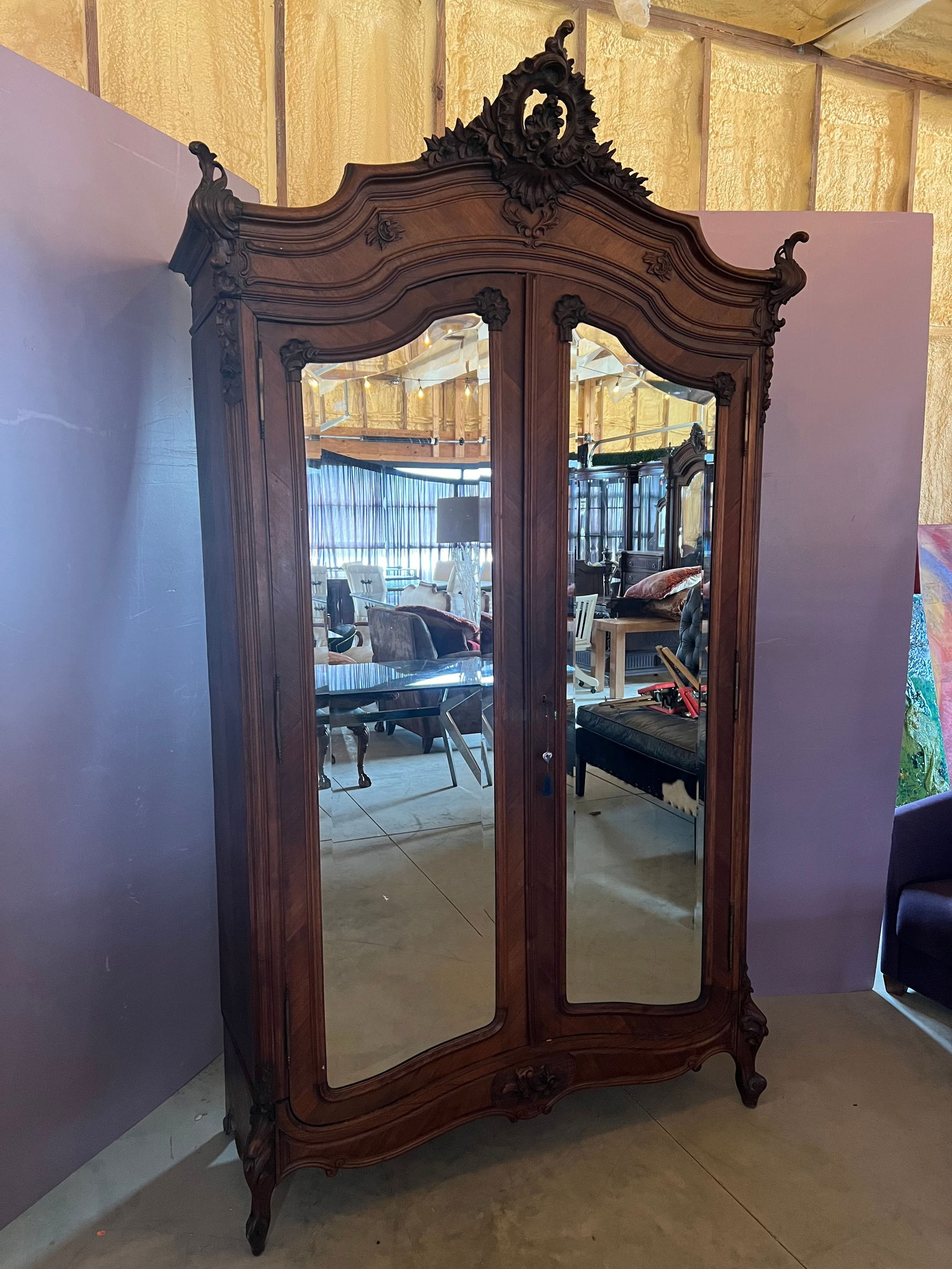 Mahogany Louis XV Armoire (1 of 12)