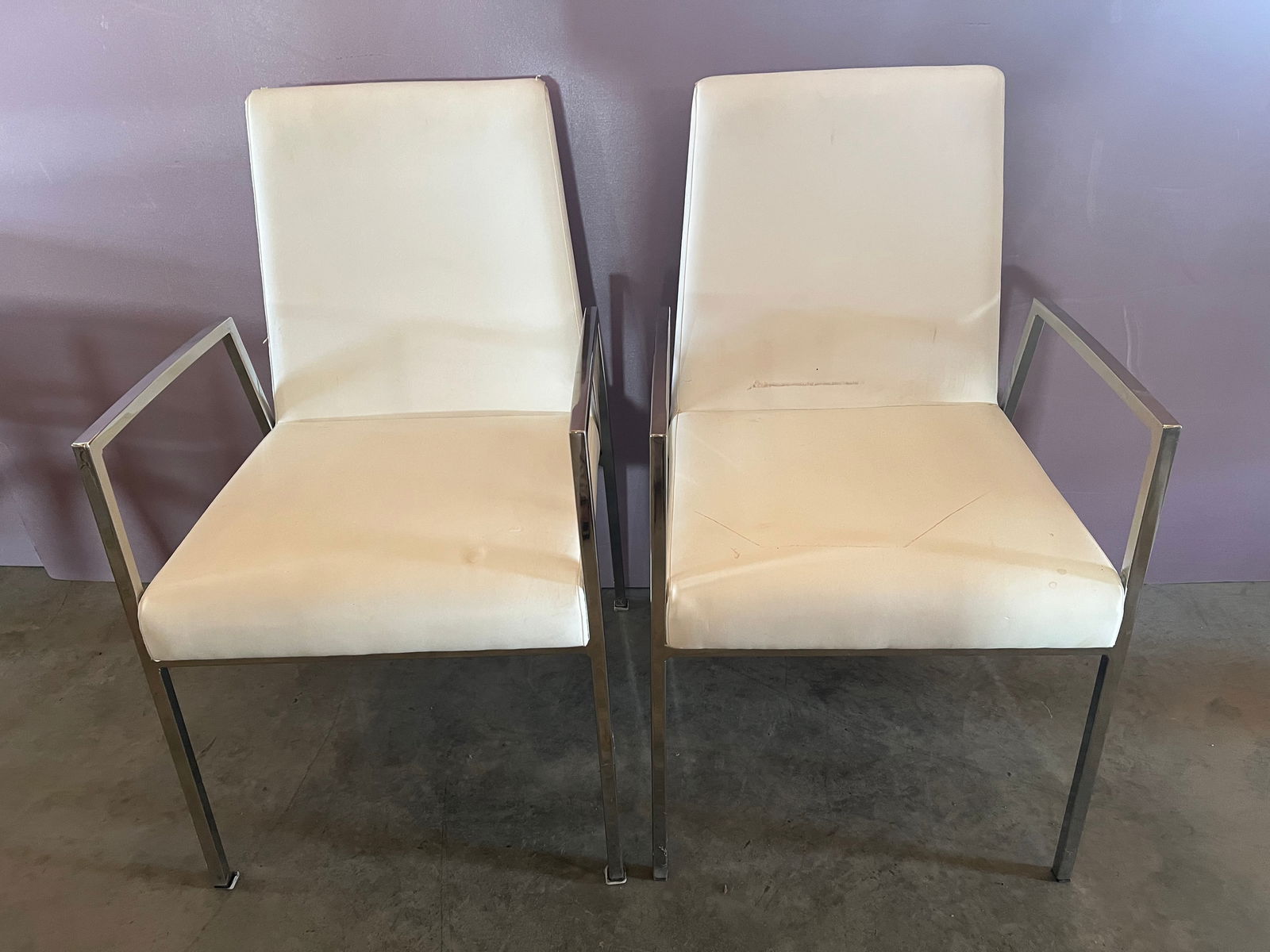 Pair of Calligaris Mid Century White Leather Chairs (1 of 7)