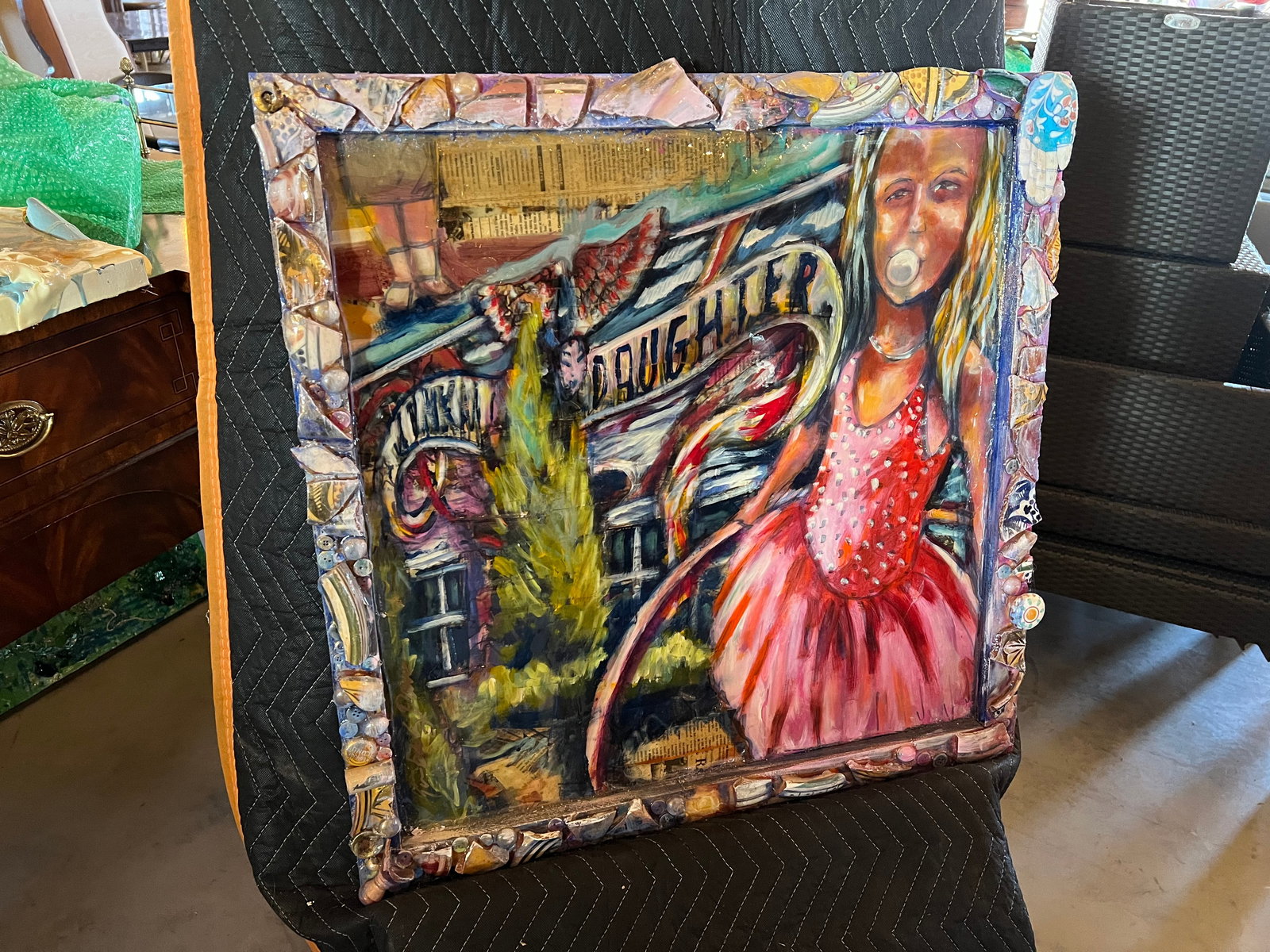 Modern Art Painting - Ballet Girl: Modern Art Painting - Ballet Girl . Wooden Mosaic frame