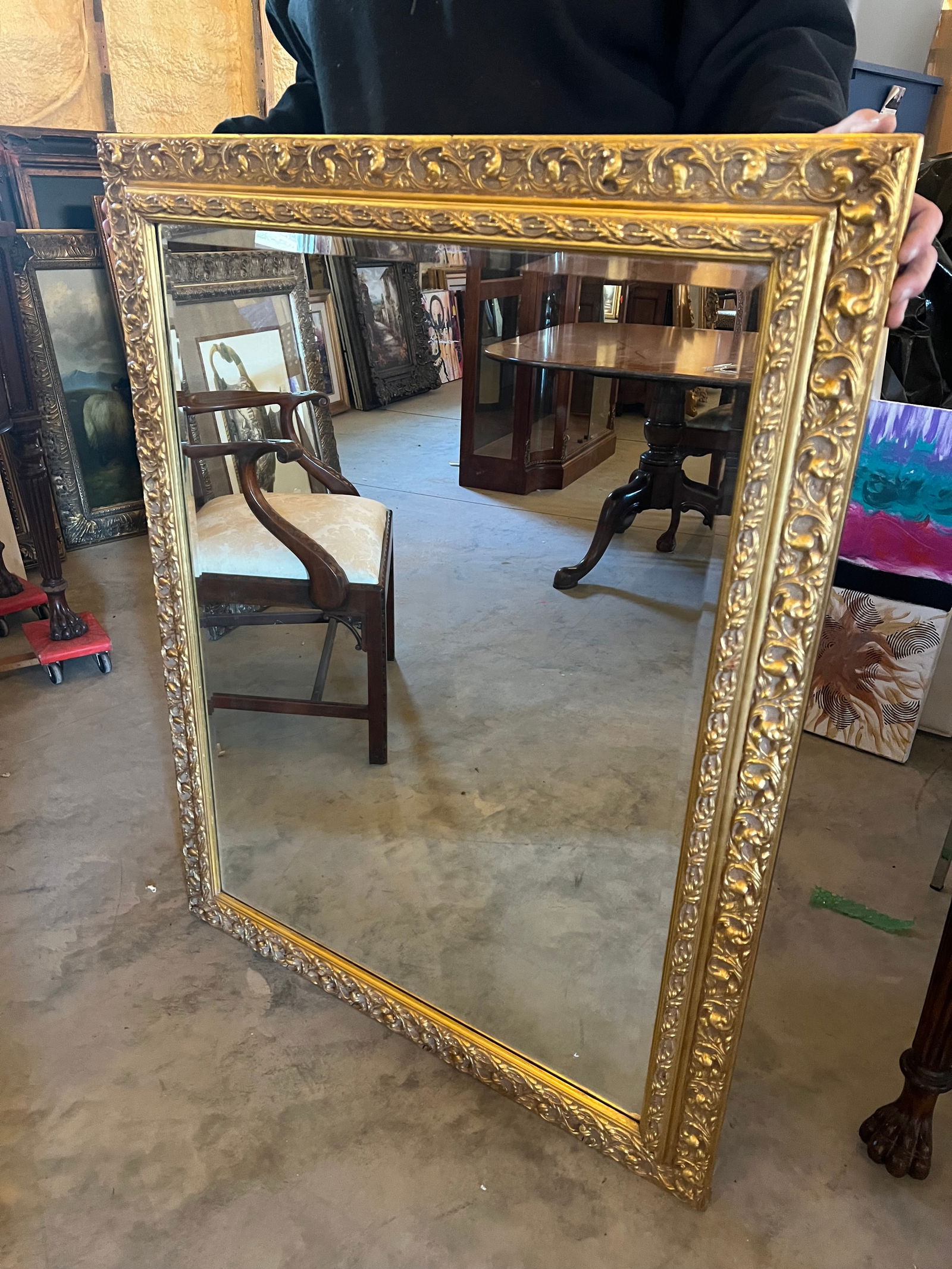 Large Gold Frame Mirror (1 of 2)