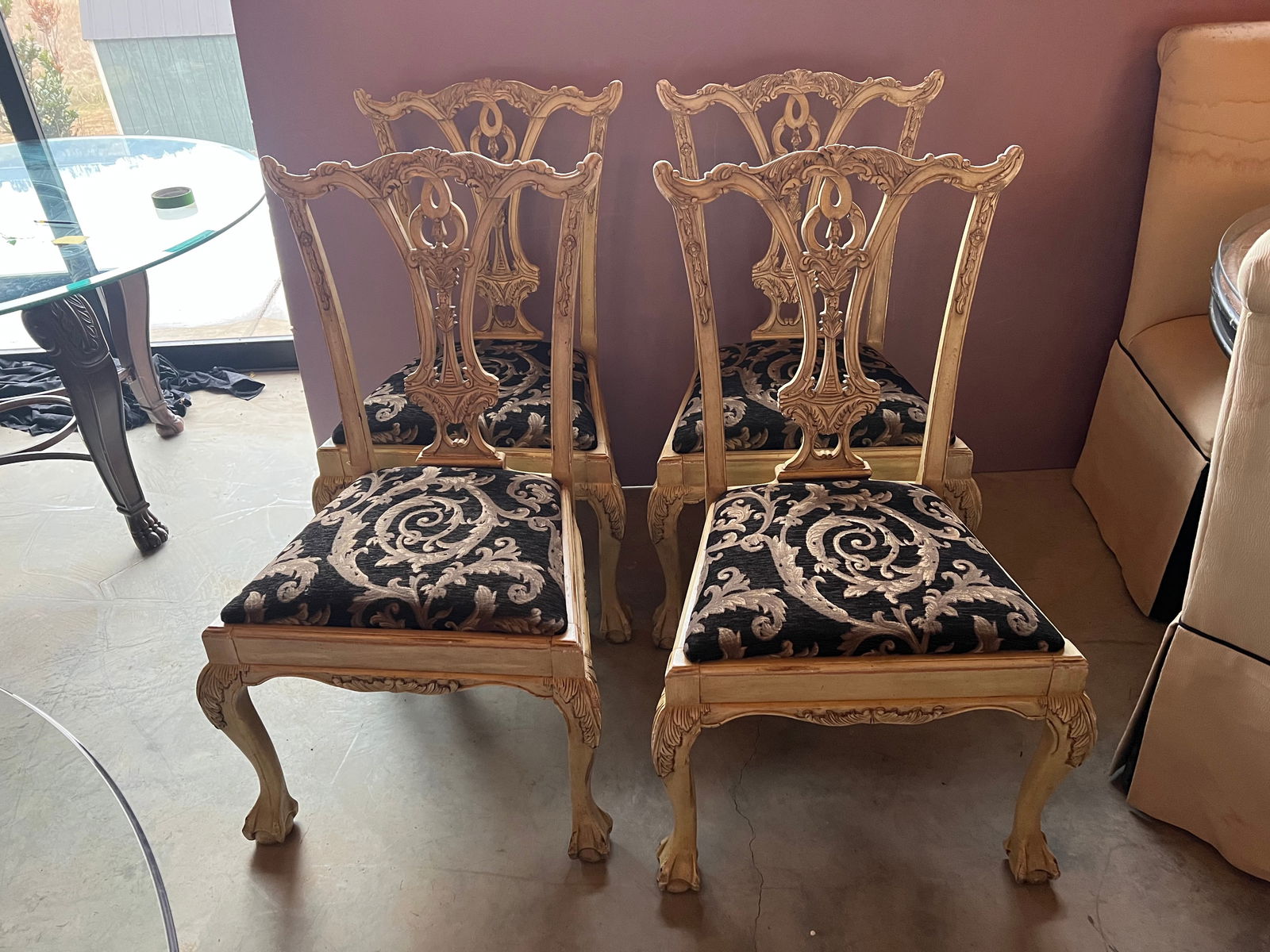 Lot of 4 Chippendale Chairs (1 of 8)