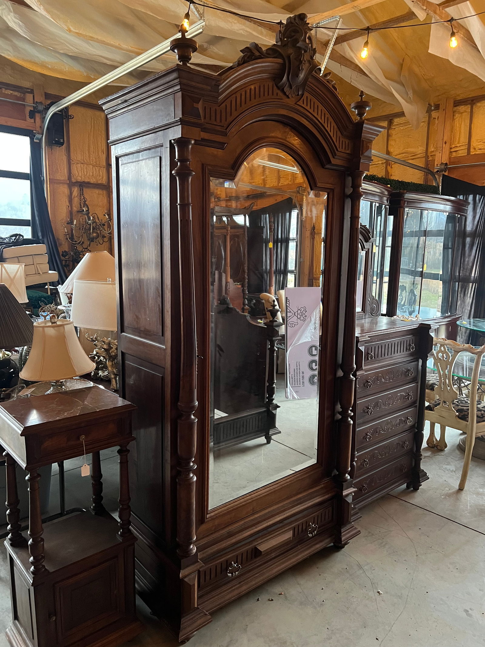 Single Door Walnut Linen Press (1 of 5)