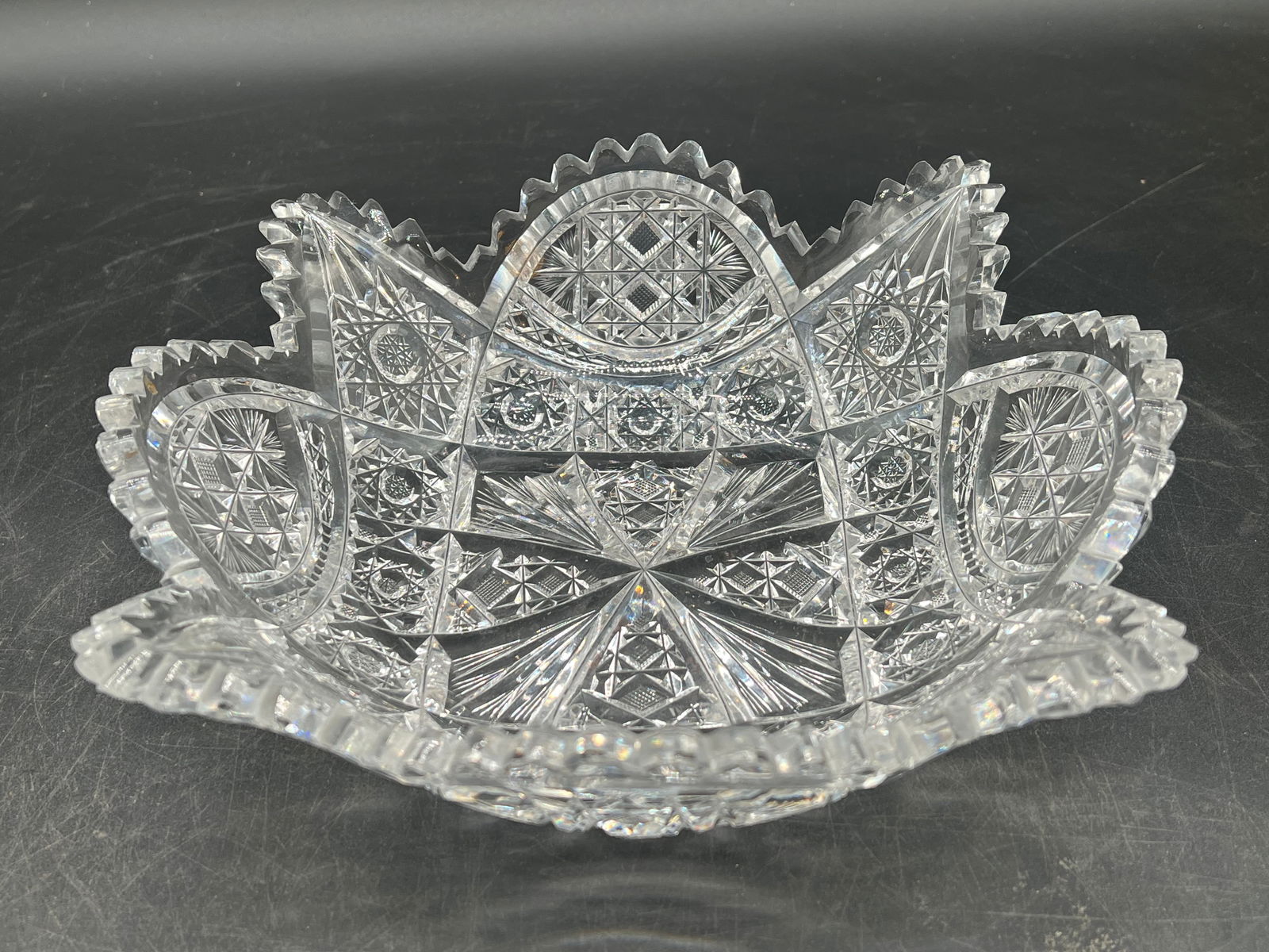 Antique American Brilliant Period Cut Glass Bowl (1 of 8)