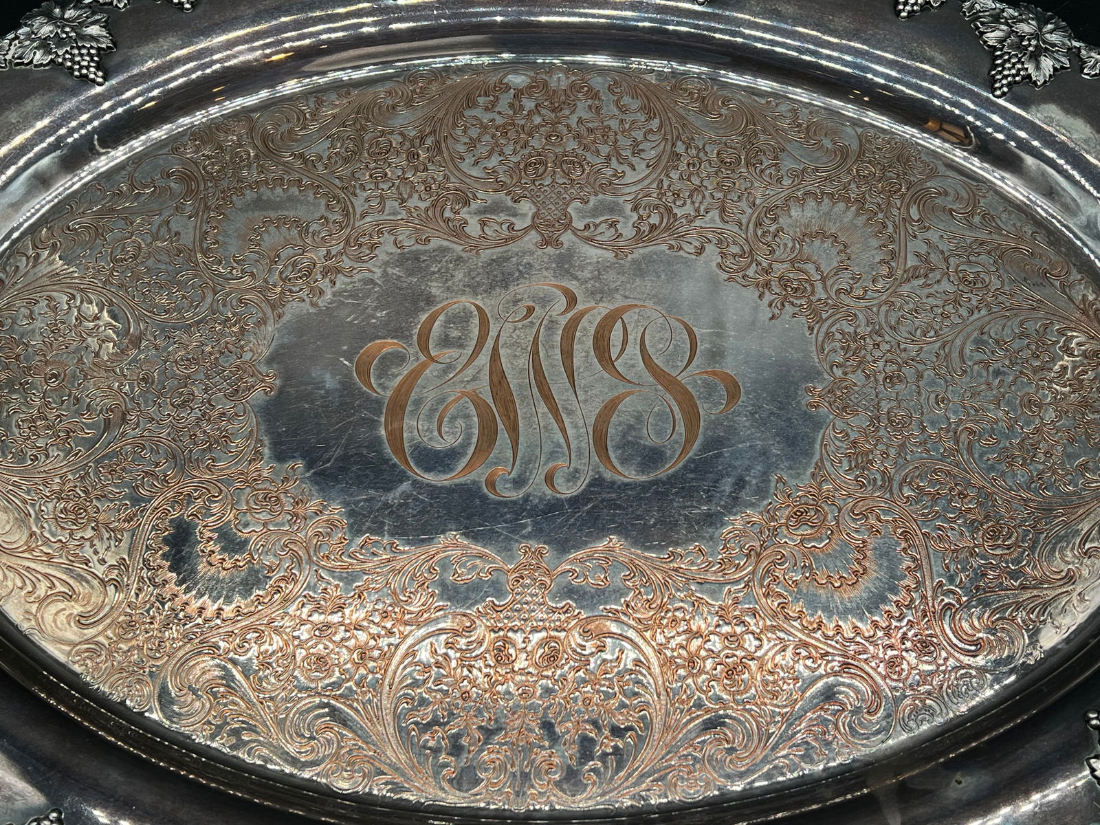 Large Silver on Copper Serving Tray - 3