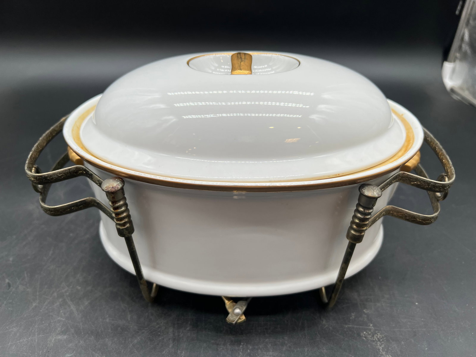 Oval Casserole Dish with Lid and Silverplate Stand (1 of 7)