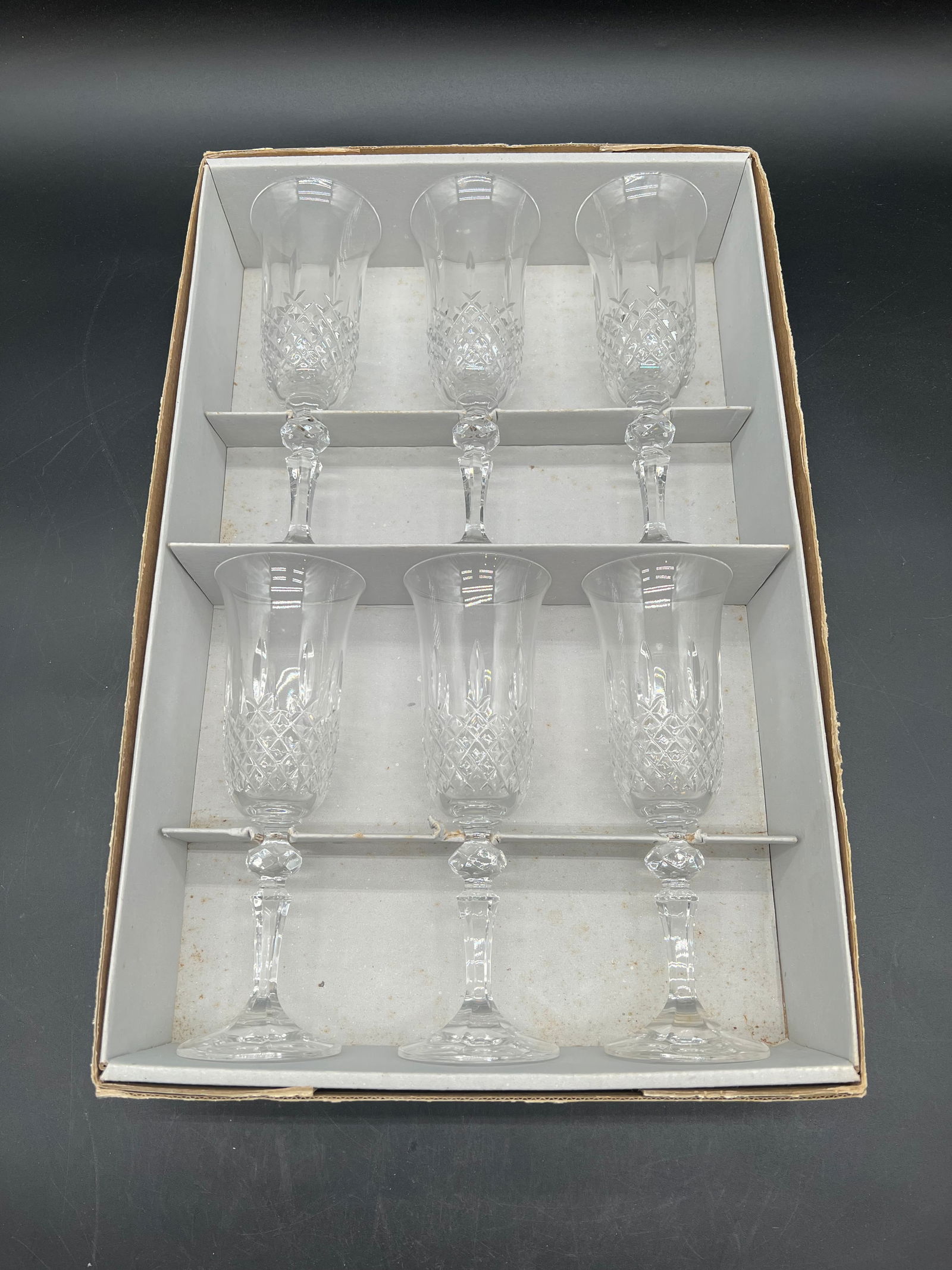 Lot of 6 Bohemia Glass Fluted Champagne Glass: Lot of 6 Bohemia Glass Fluted Champagne Glass