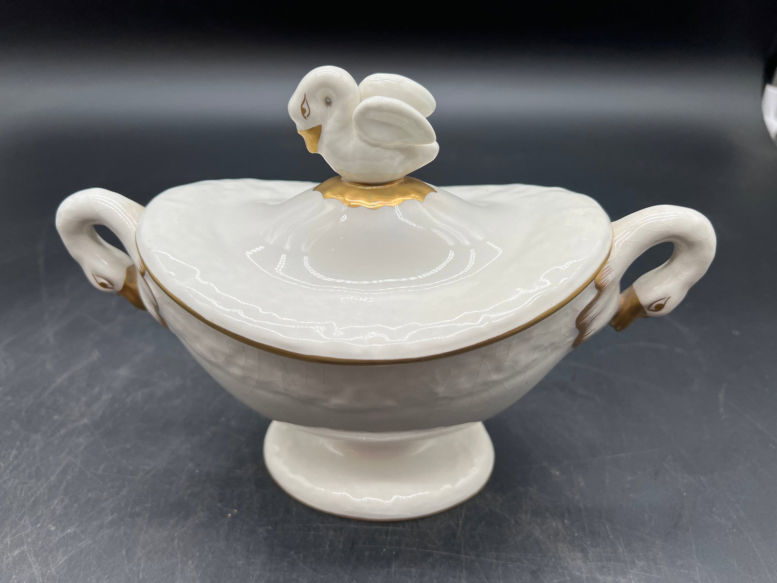 Porcelain Swan Tureen w/Swan Handles: Porcelain Swan Tureen w/Swan Handles