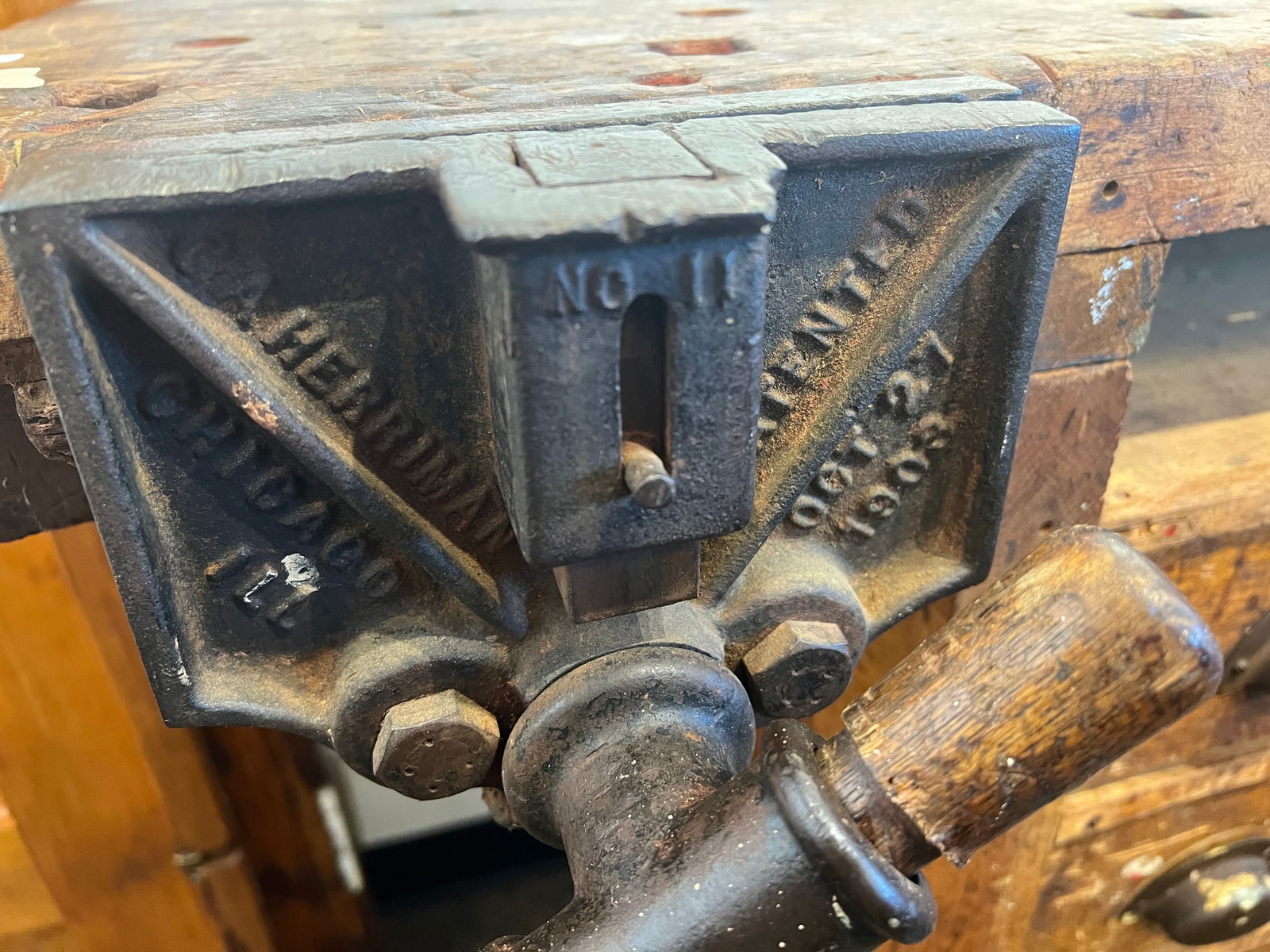 Oak Workbench w/Itron Vice - 13