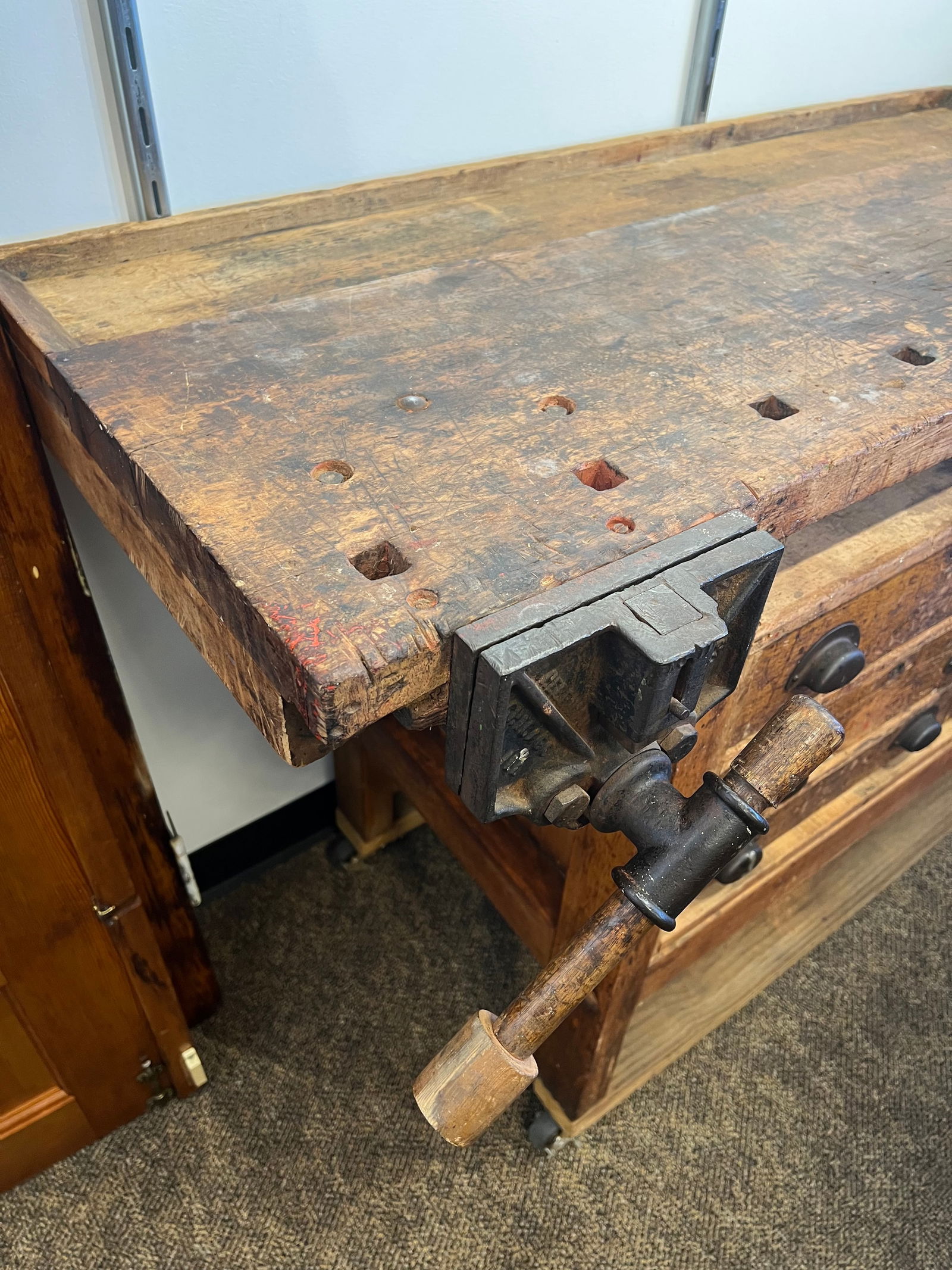 Oak Workbench w/Itron Vice - 9