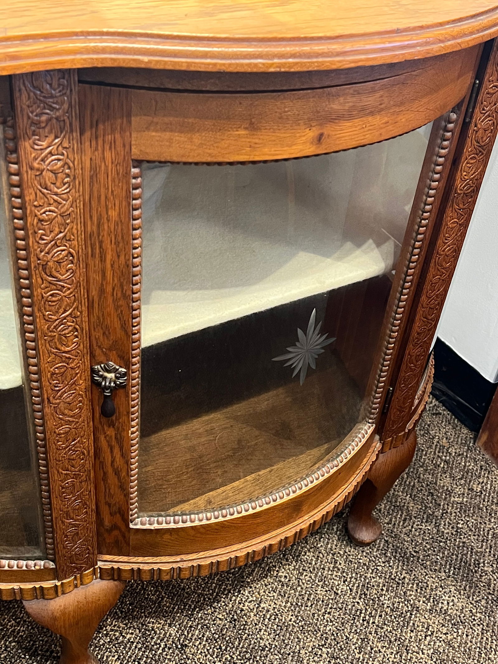 Oak Bow Front Cabinet - 5