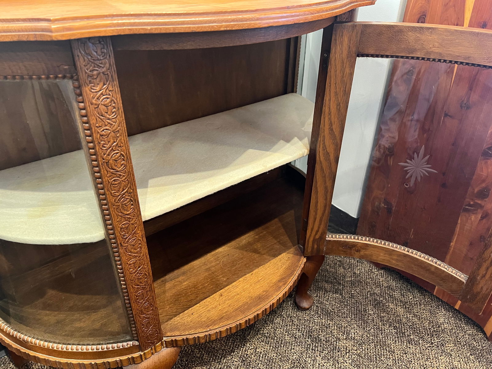 Oak Bow Front Cabinet - 7