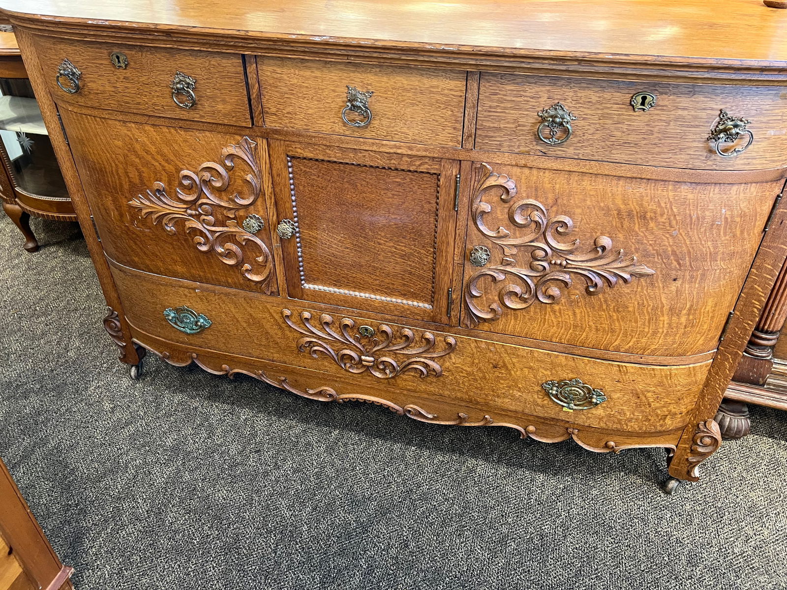 Oak Sideboard w/Mirror - 2