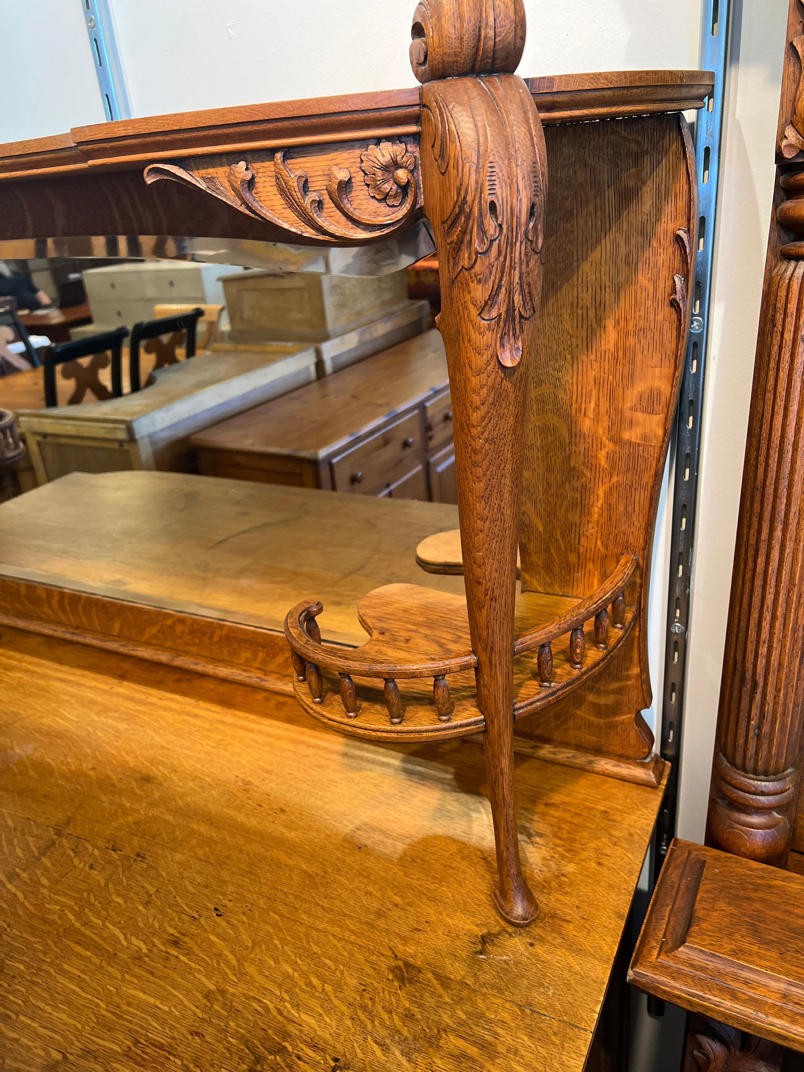 Oak Sideboard w/Mirror - 3