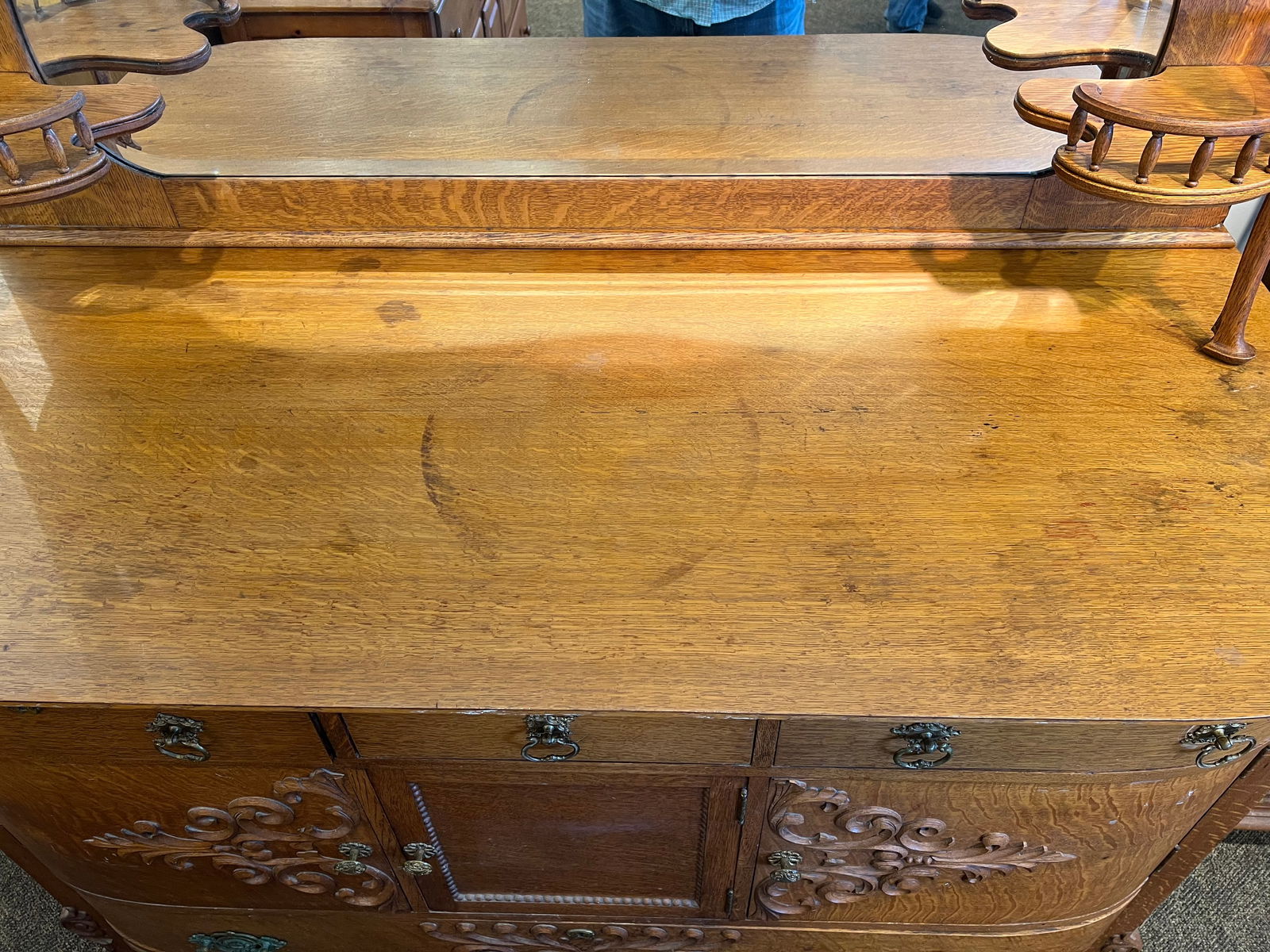 Oak Sideboard w/Mirror - 7