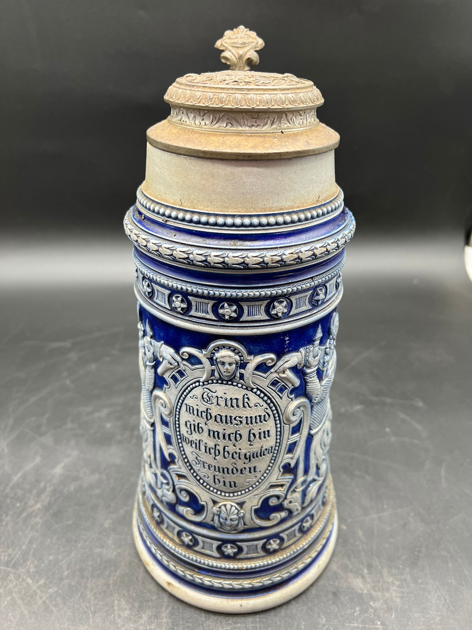 German Westerwald Lidded Beer Stein - 2