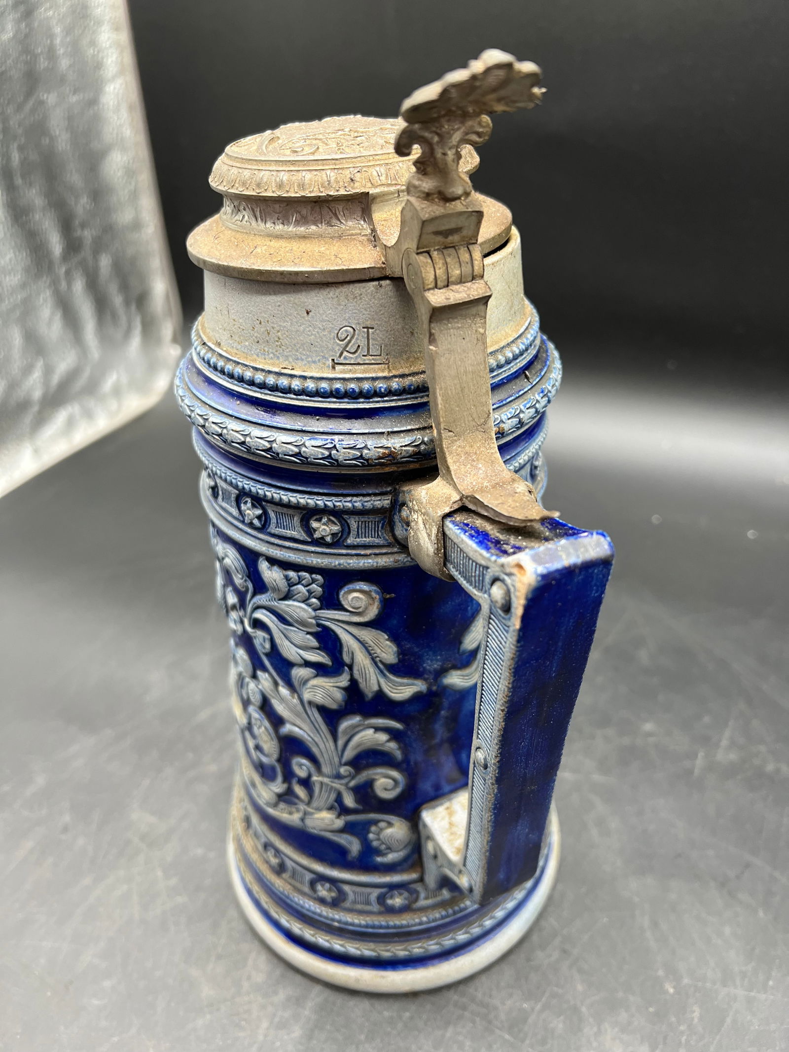 German Westerwald Lidded Beer Stein - 6