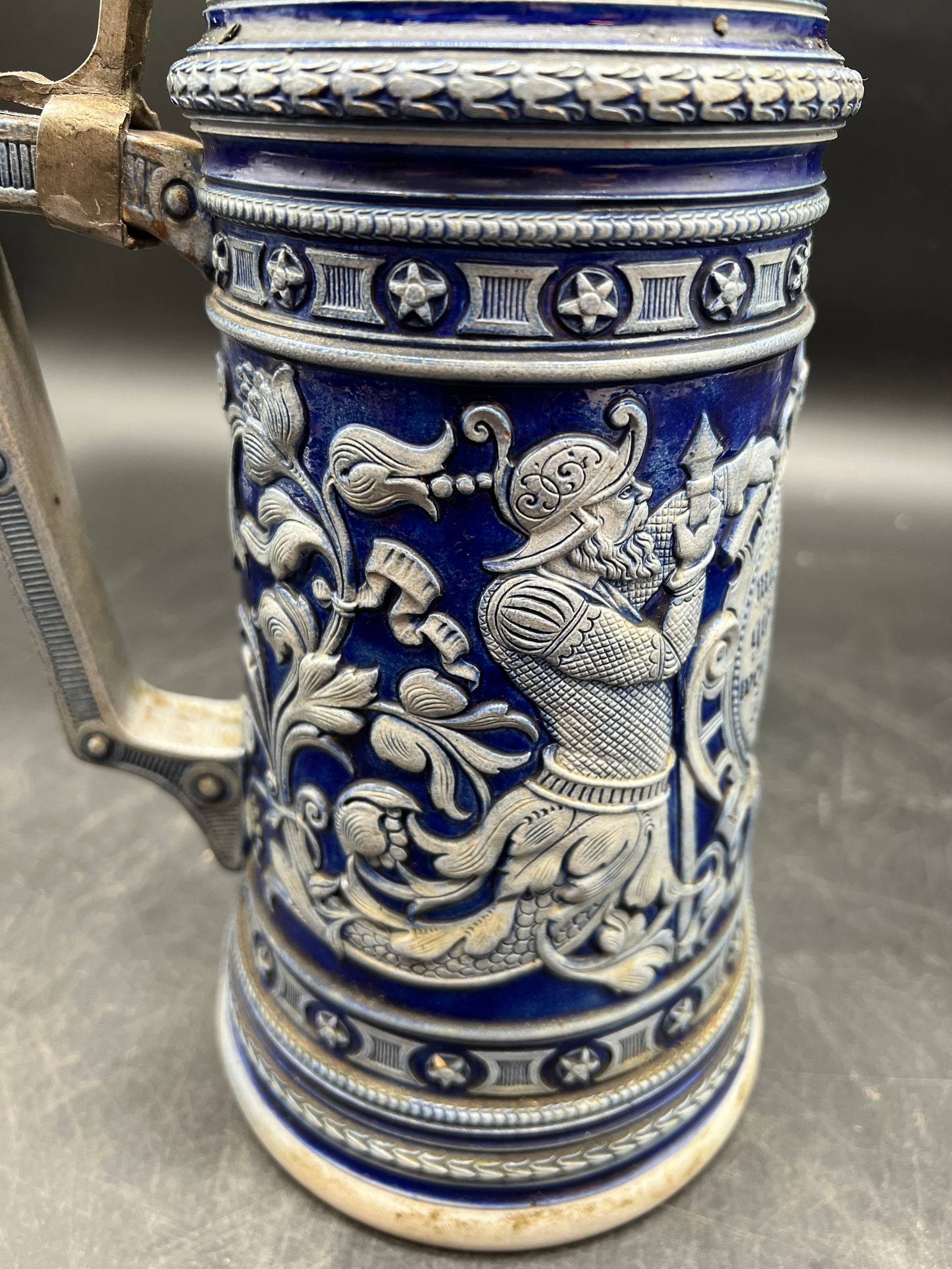 German Westerwald Lidded Beer Stein - 8