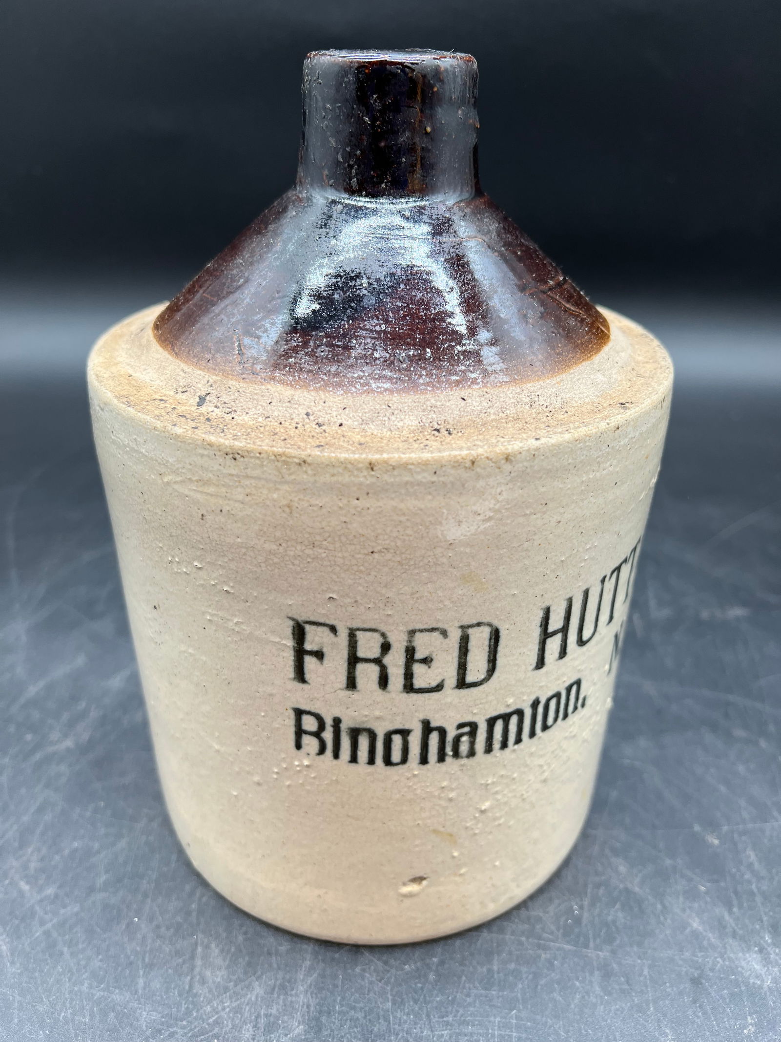 Fred Hutta, Binghamton NY Stoneware Jug (1 of 6)