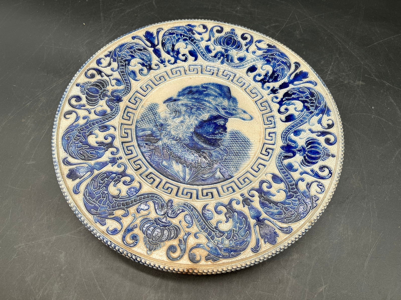 Blue/Gray Wall Plaque with Hook - 2