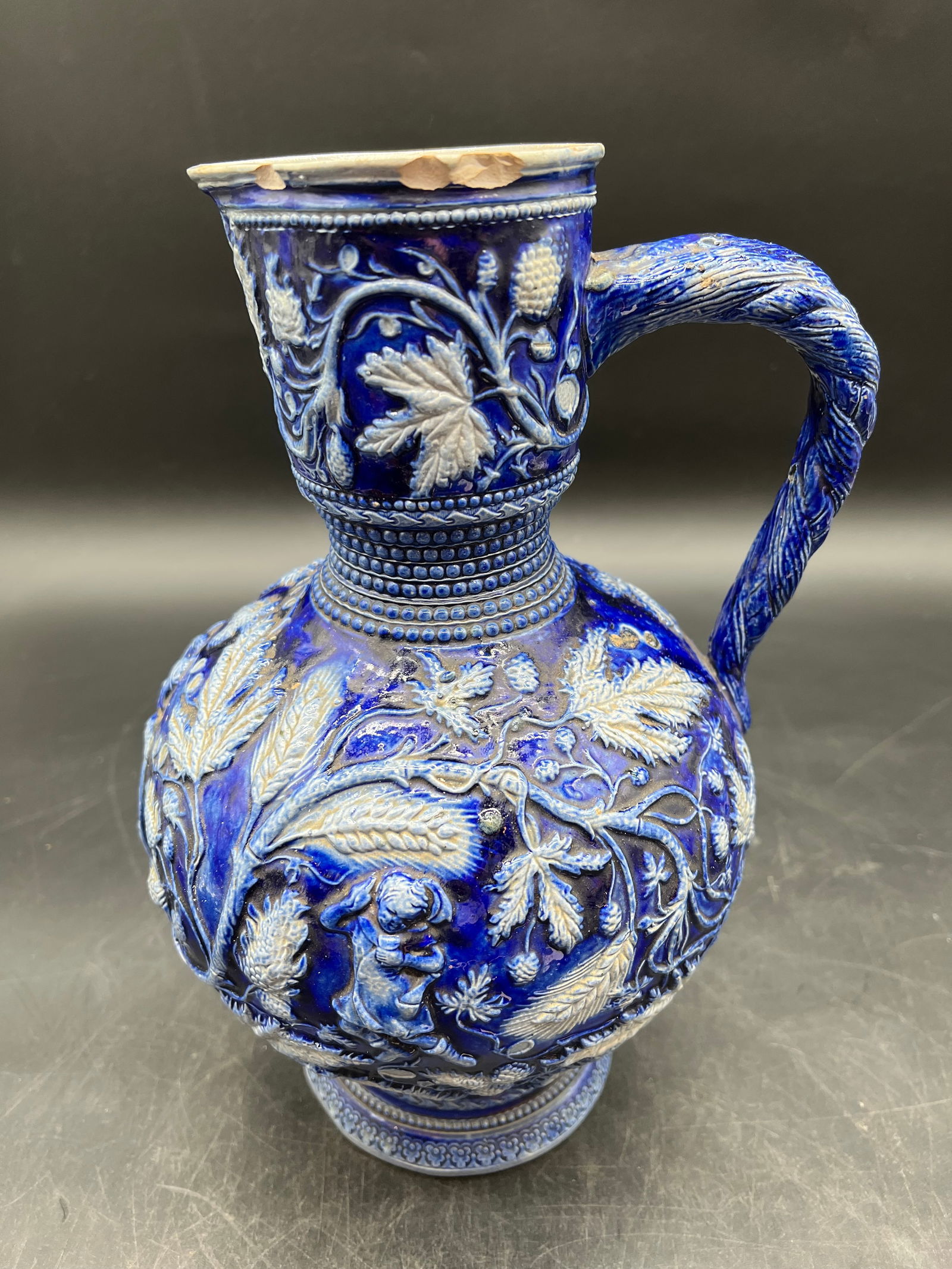 German Westerwald Salt Glaze Pitcher: German Westerwald Salt Glaze Pitcher