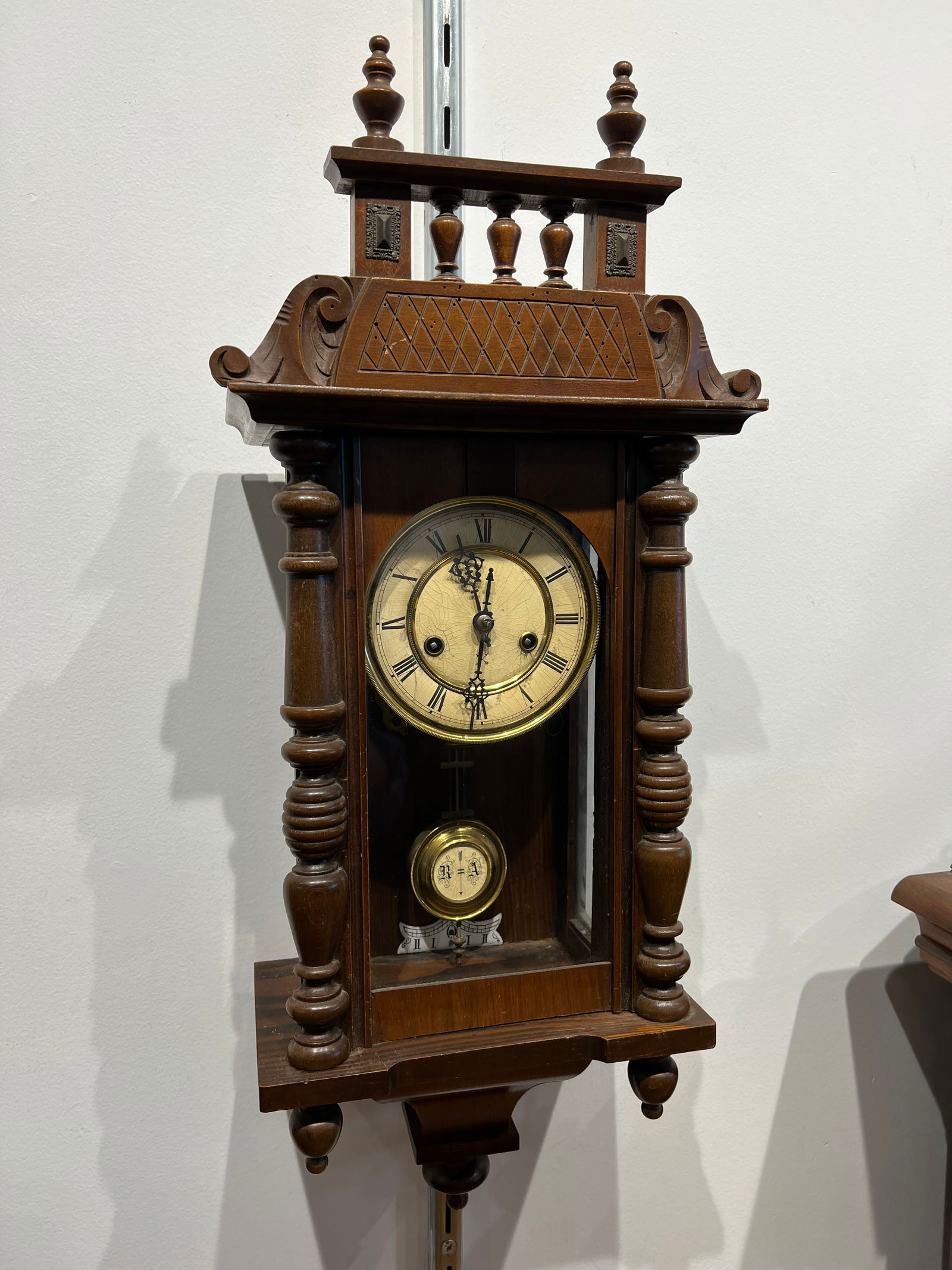 German Wall Hanging Clock w/RA Pendulum (1 of 7)