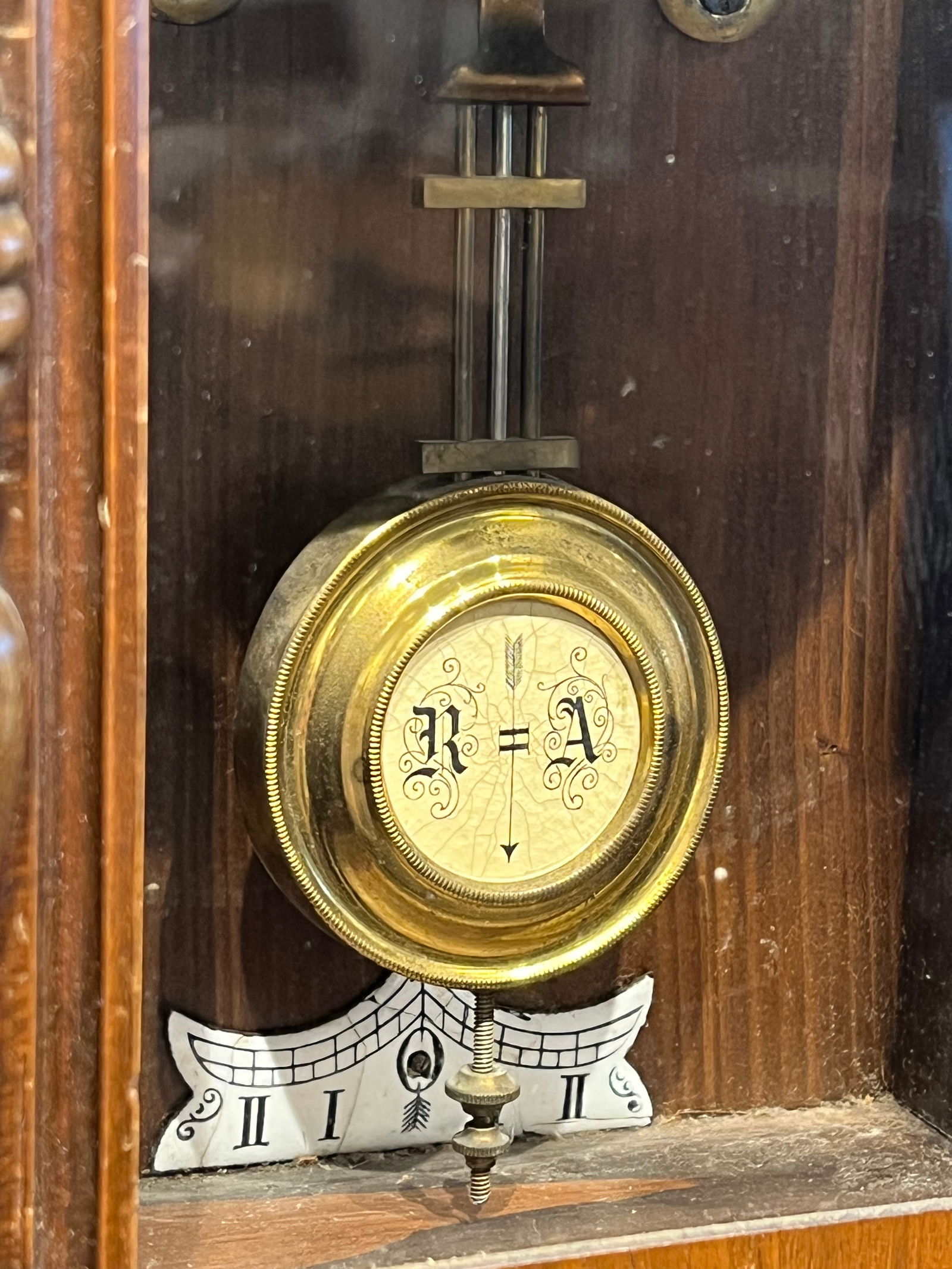 German Wall Hanging Clock w/RA Pendulum - 5