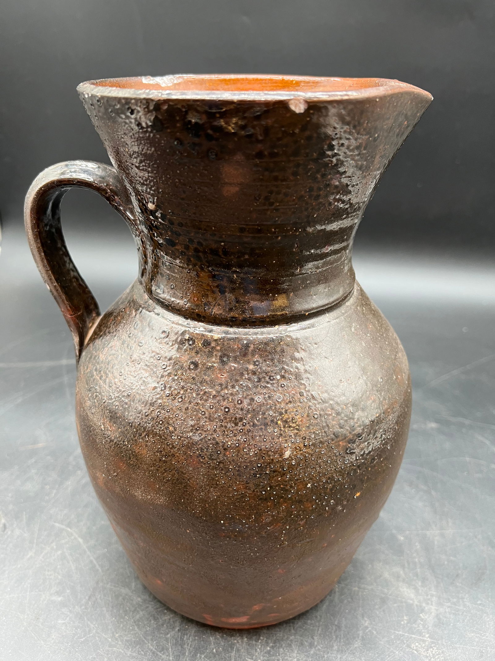 Brown Glaze Stoneware Pottery Pitcher (1 of 7)