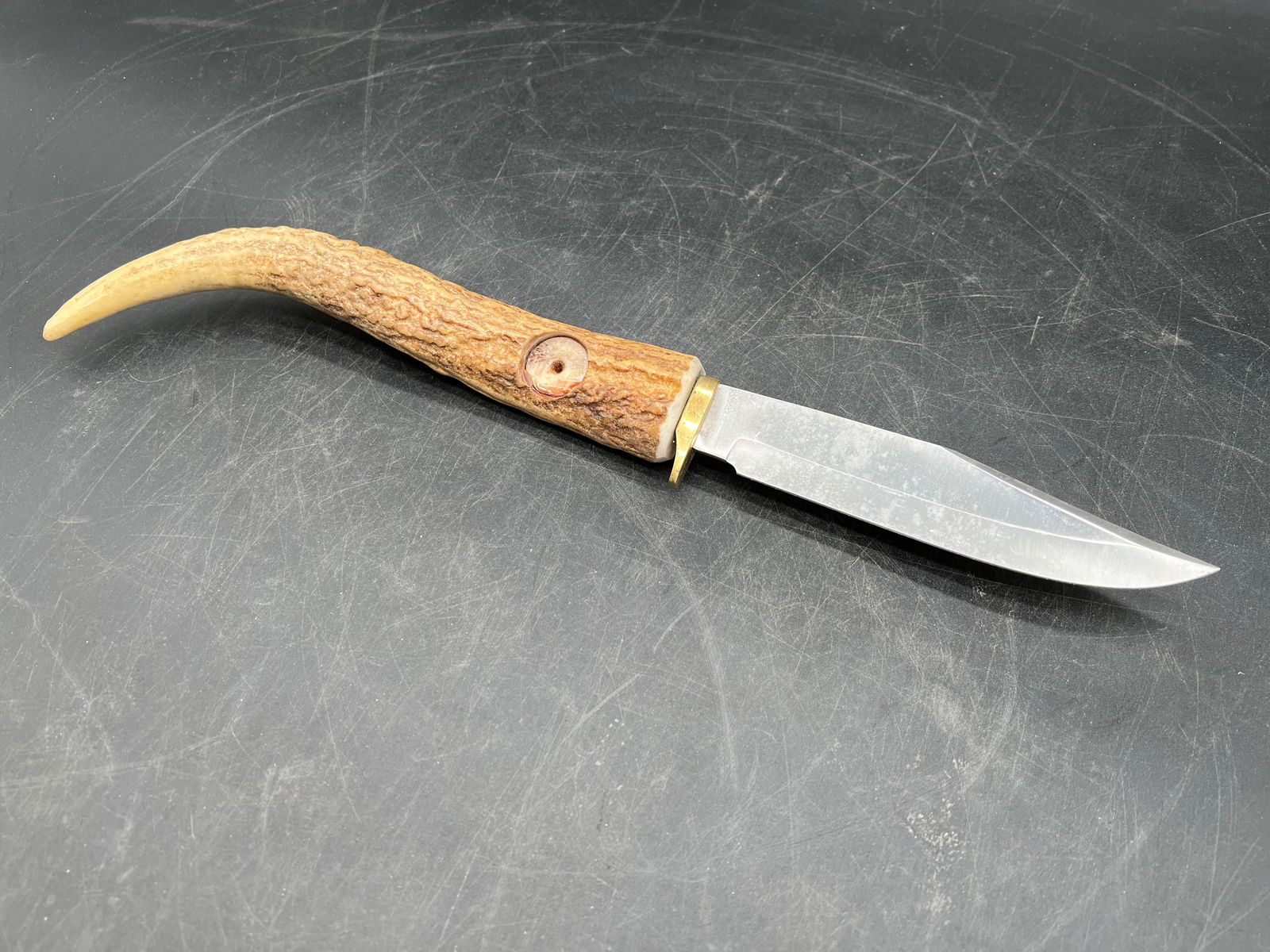 Long Handled Handmade Antler Hunting Knife - 2