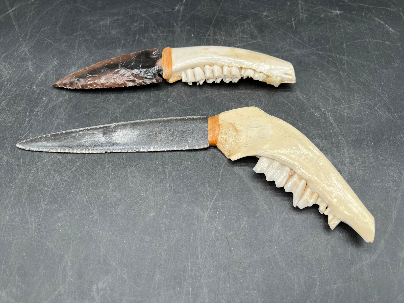 Lot of 2 Handmade Jawbone Knives: Lot of 2 Handmade Jawbone Knives