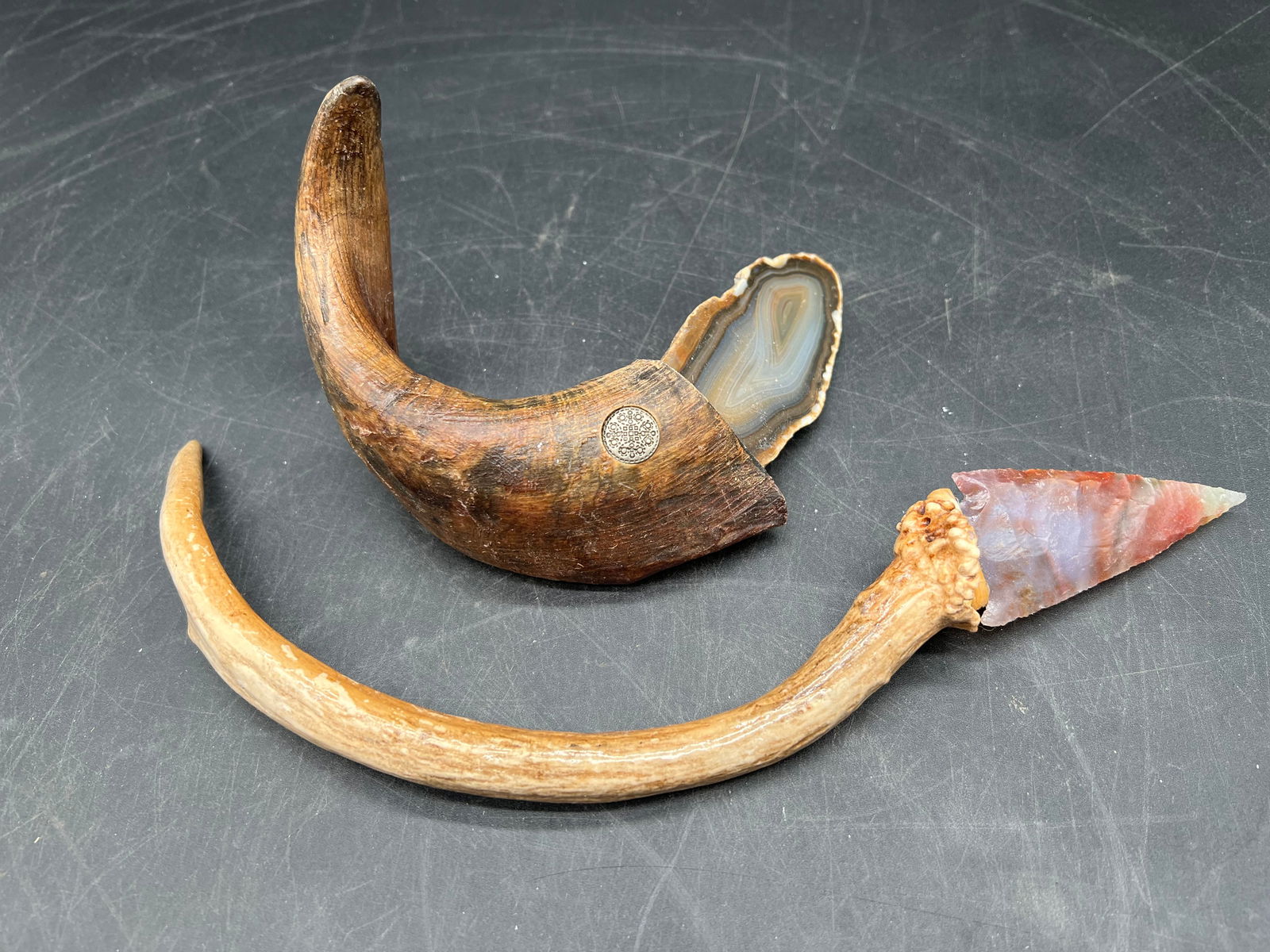 Lot of 2 Handmade Antler Handle Knives (1 of 9)