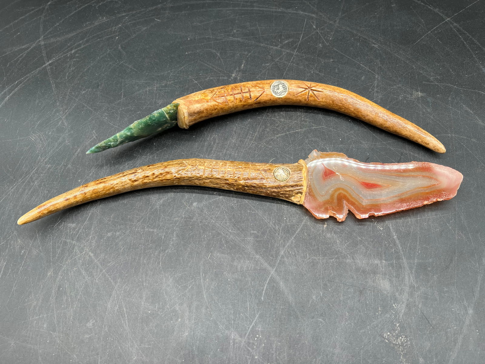 Lot of 2 Handmade Antler Handle Knives (1 of 7)