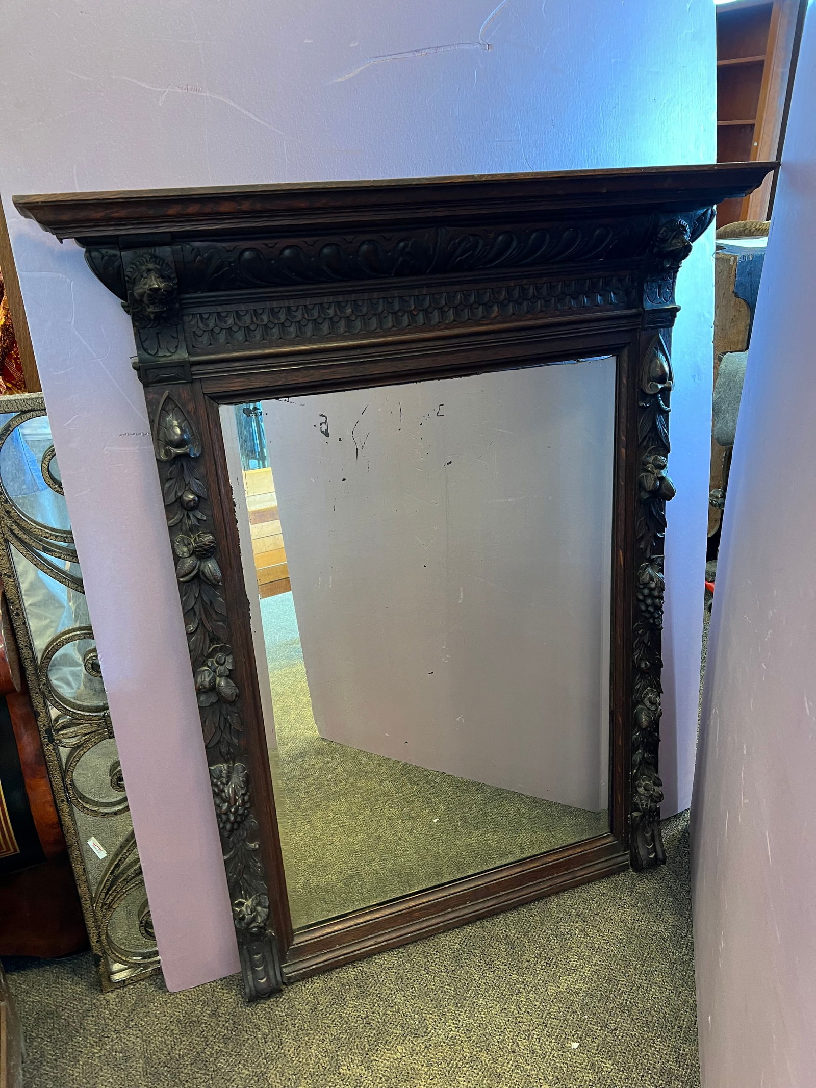 Mahogany Carved Mirror (1 of 6)