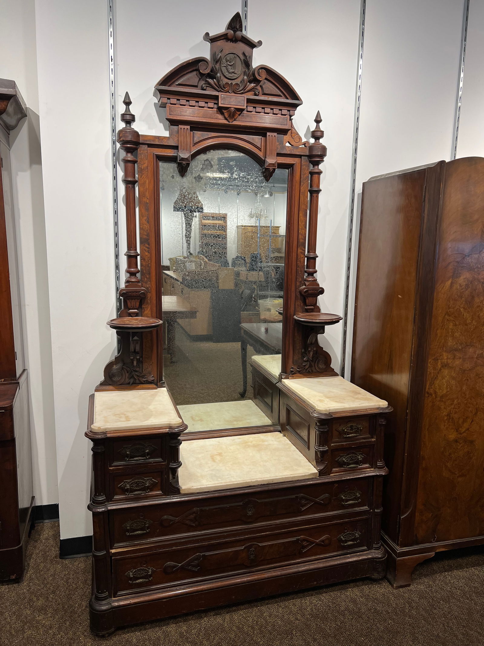 Walnut Victorian Dresser with Mirror (1 of 10)