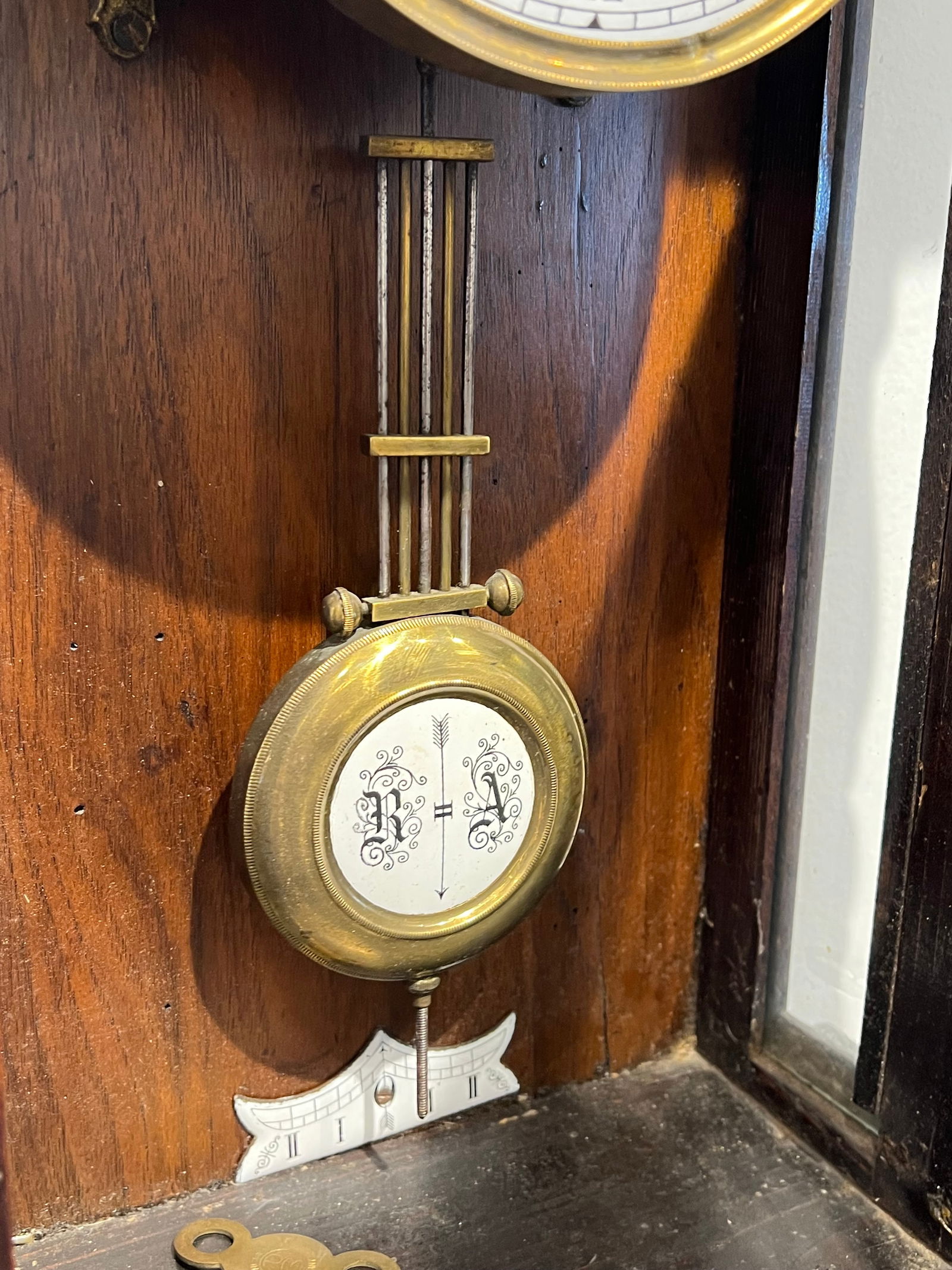 Wall Hanging Clock w/Porcelain Pendulum - 10