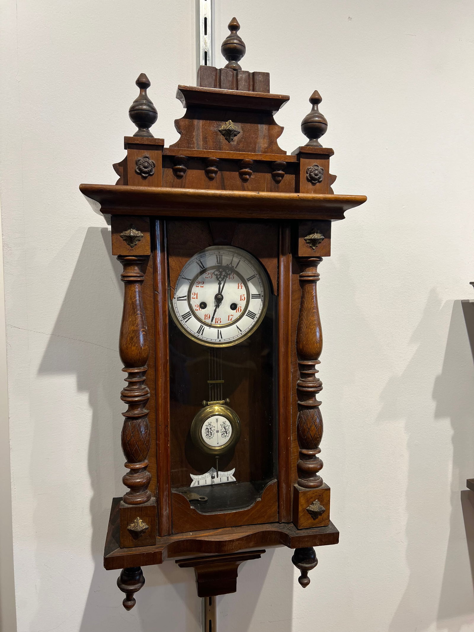Wall Hanging Clock w/Porcelain Pendulum (1 of 13)