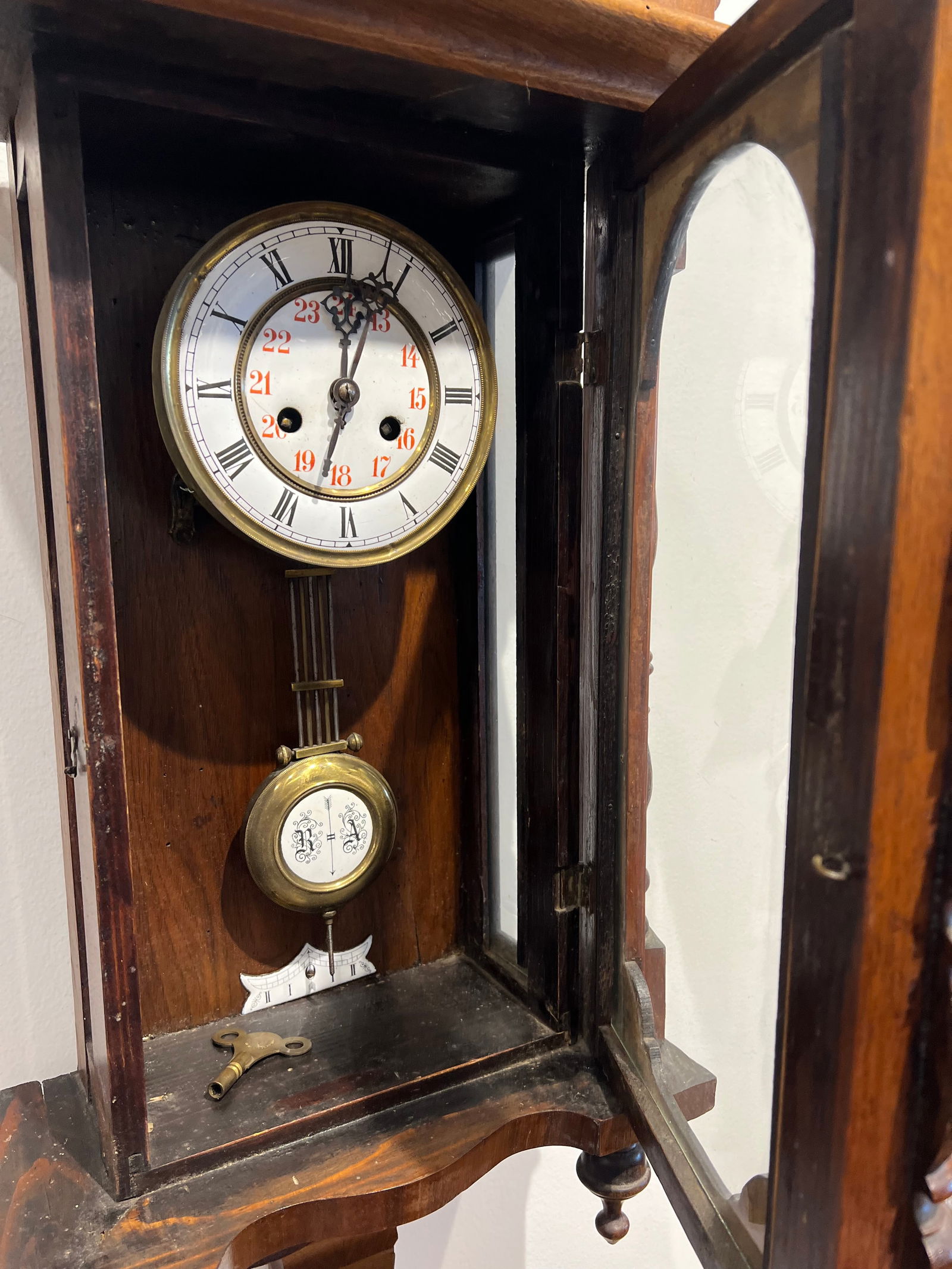 Wall Hanging Clock w/Porcelain Pendulum - 7