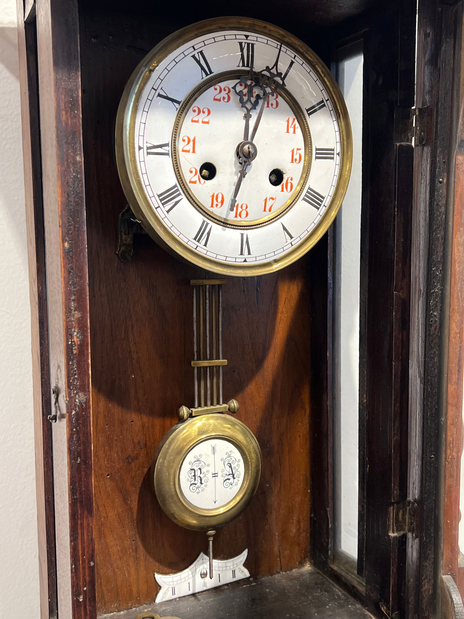 Wall Hanging Clock w/Porcelain Pendulum - 8