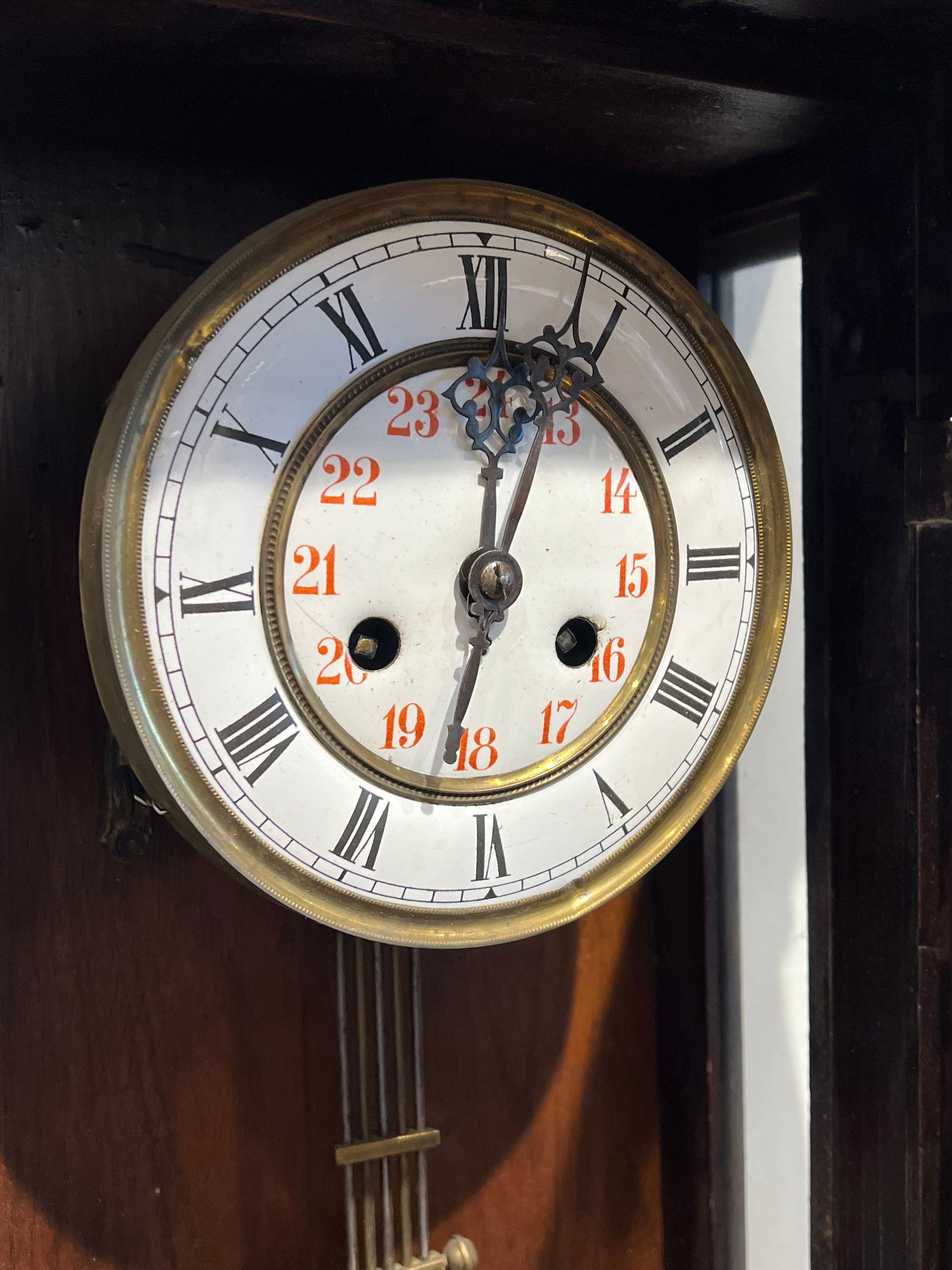 Wall Hanging Clock w/Porcelain Pendulum - 9