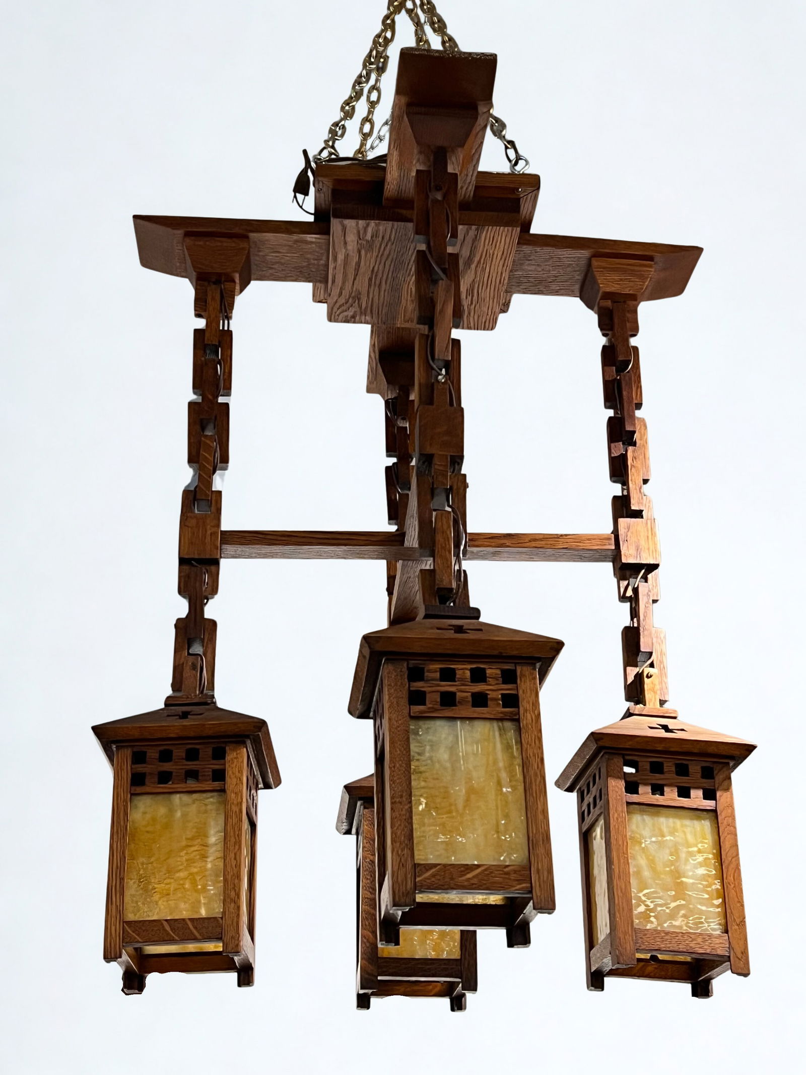 Arts & Crafts Slag Glass Hanging Lamp: Arts & Crafts Slag Glass Hanging Lamp