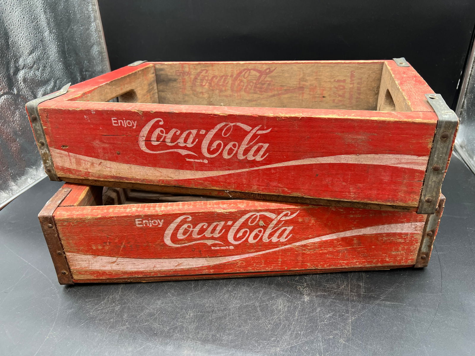 Lot of 2 Early Wooden Coca Cola Crates (1 of 7)