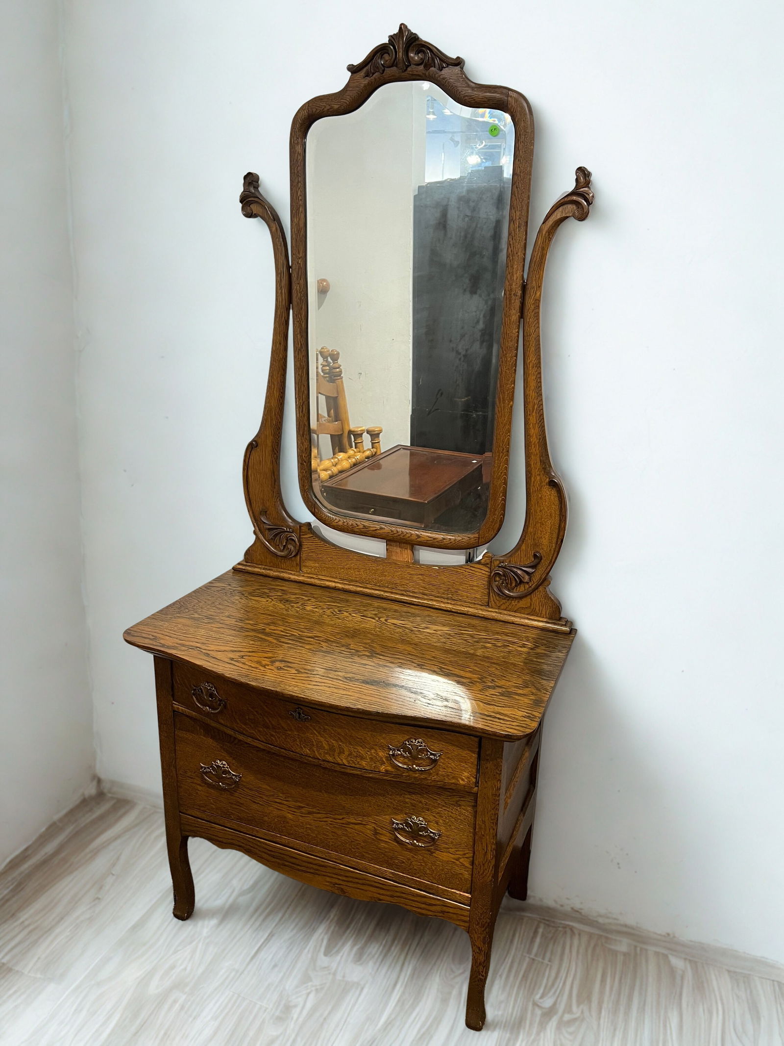 Oak 2 Drawer Oak Princess Dresser with Mirror: Oak 2 Drawer Oak Princess Dresser with Mirror