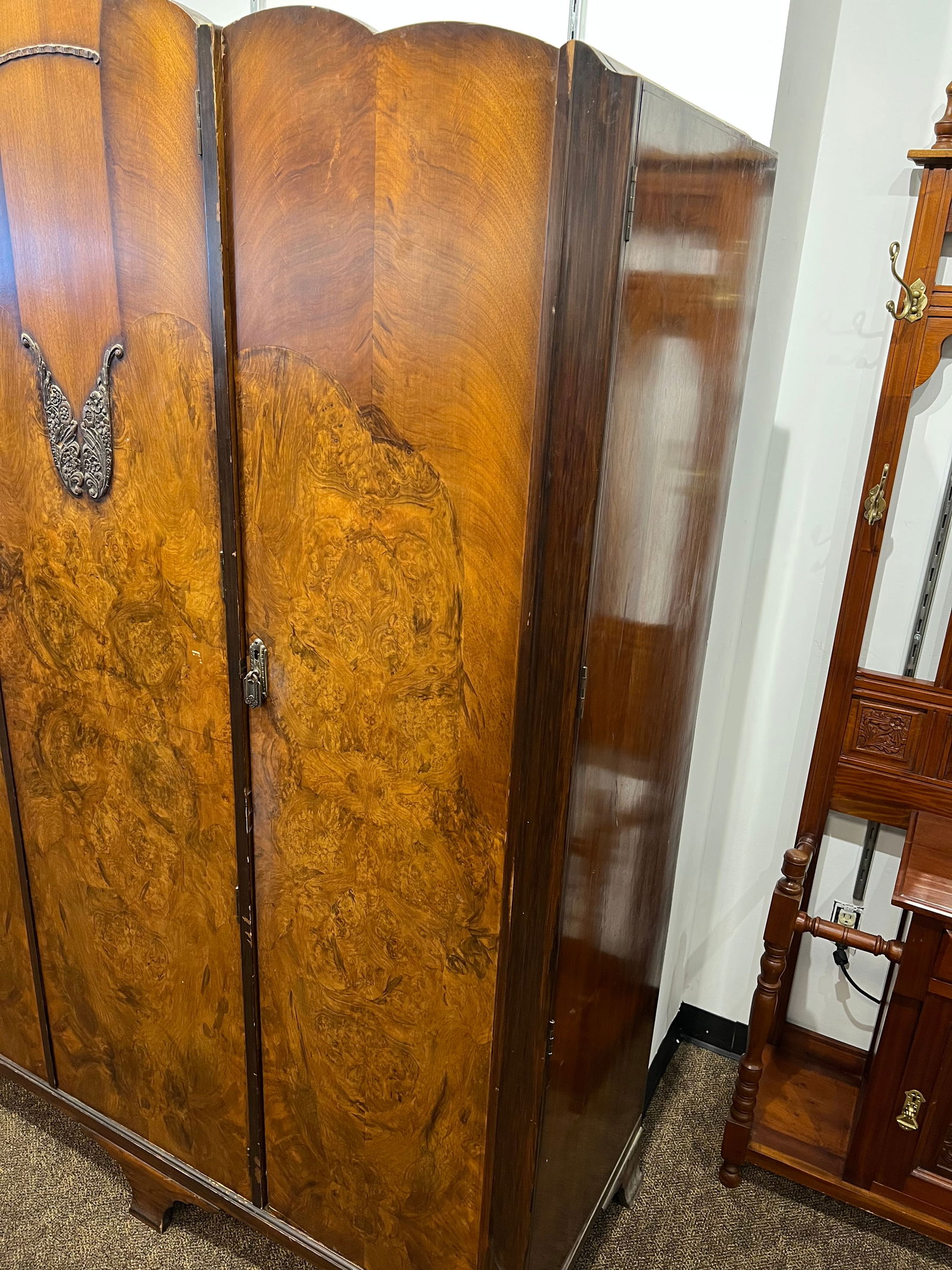 Burl Walnut Art Deco Armoire - 12