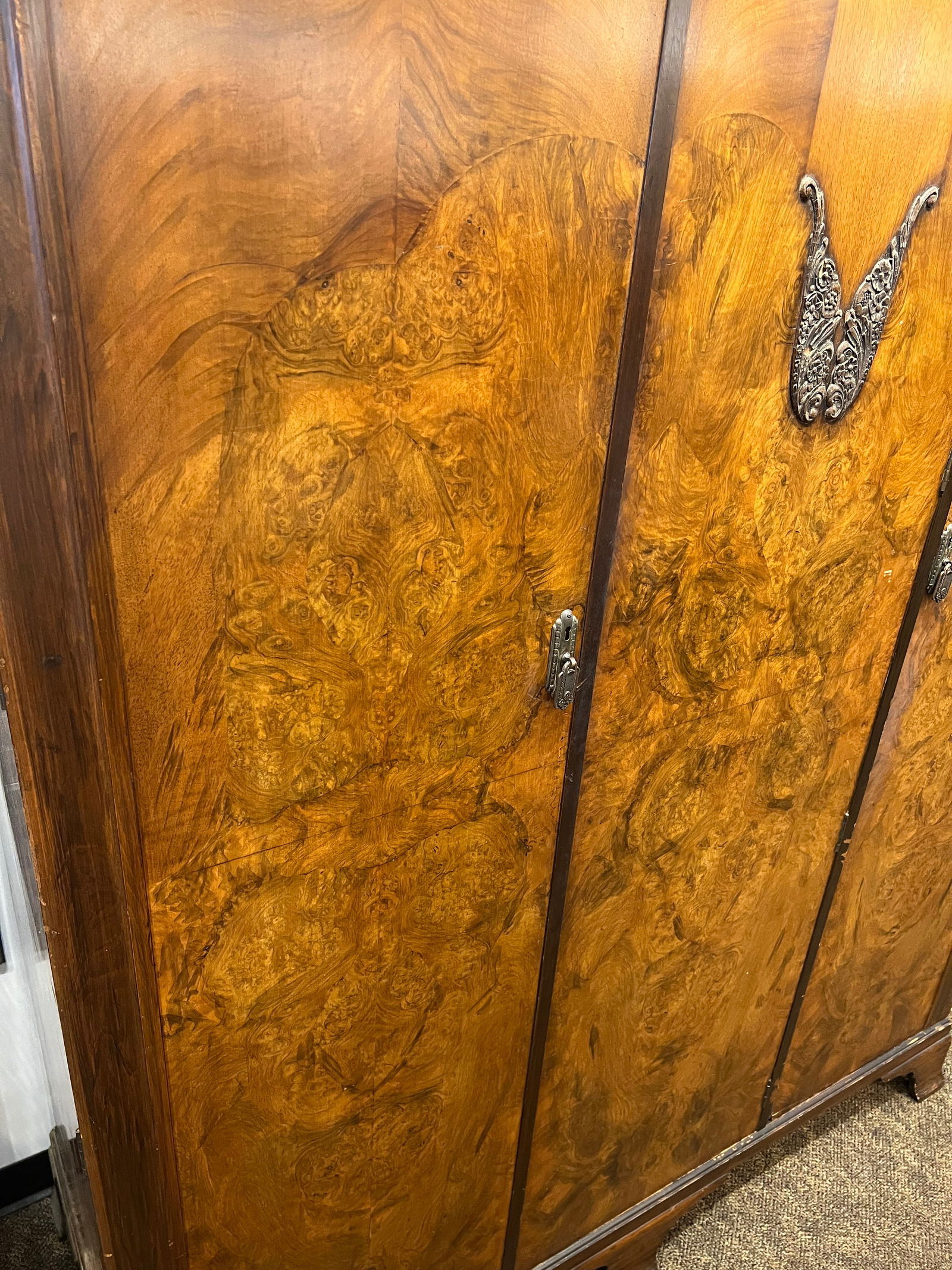 Burl Walnut Art Deco Armoire - 2