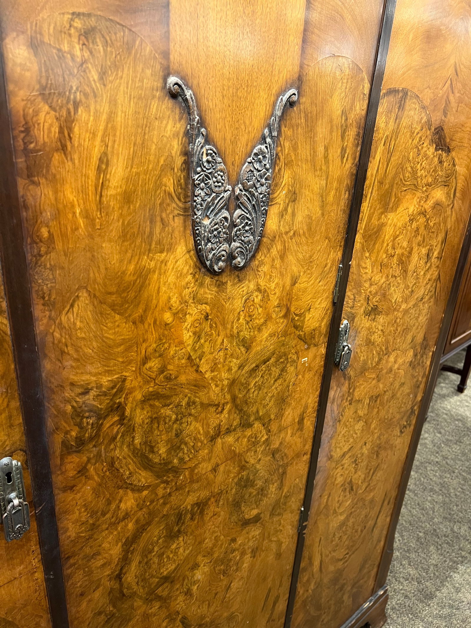 Burl Walnut Art Deco Armoire - 3