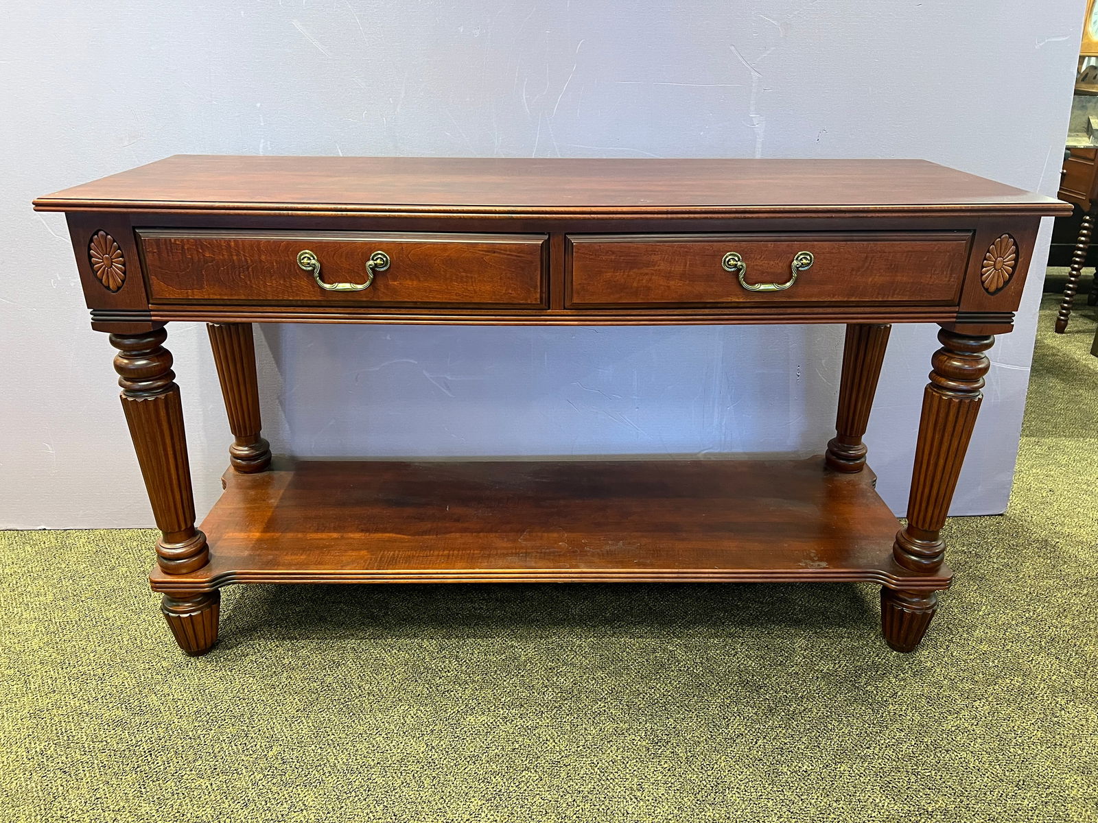 Durham Cherry Console Table: Durham Cherry Console Table. 2 drawer.