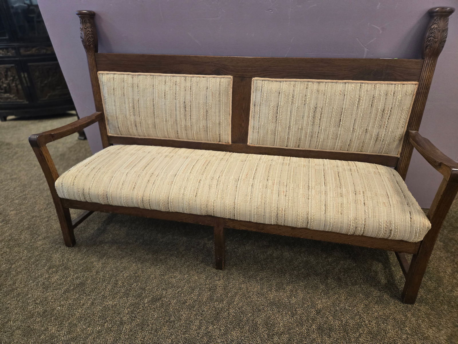 Oak Upholstered Settee