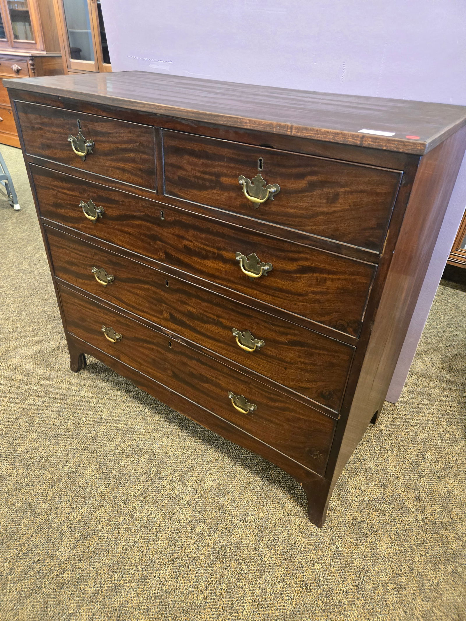 Walnut 2 Over 3 Chest of Drawers (1 of 6)